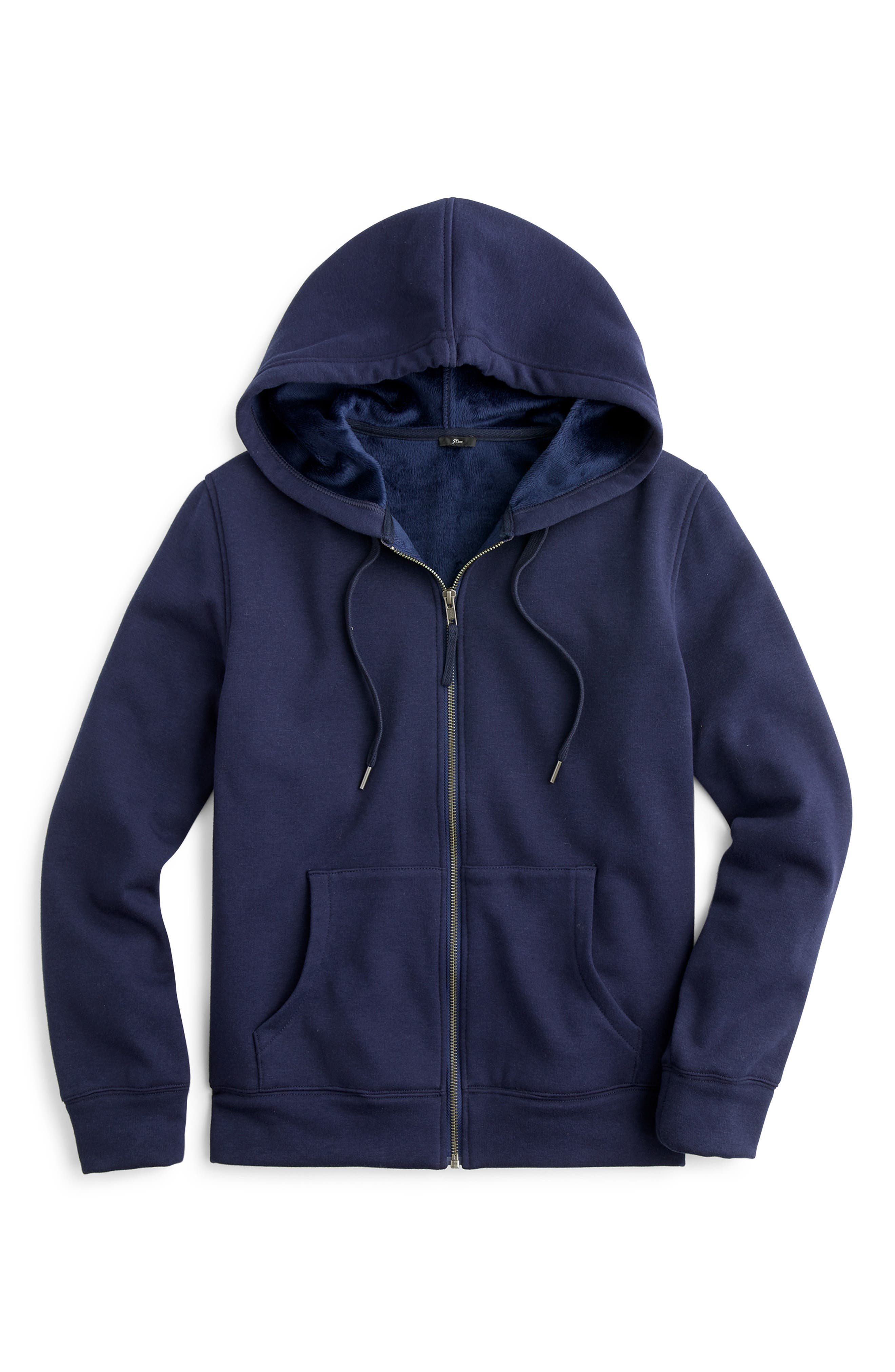 J.crew Velour Lined Hoodie, Blue