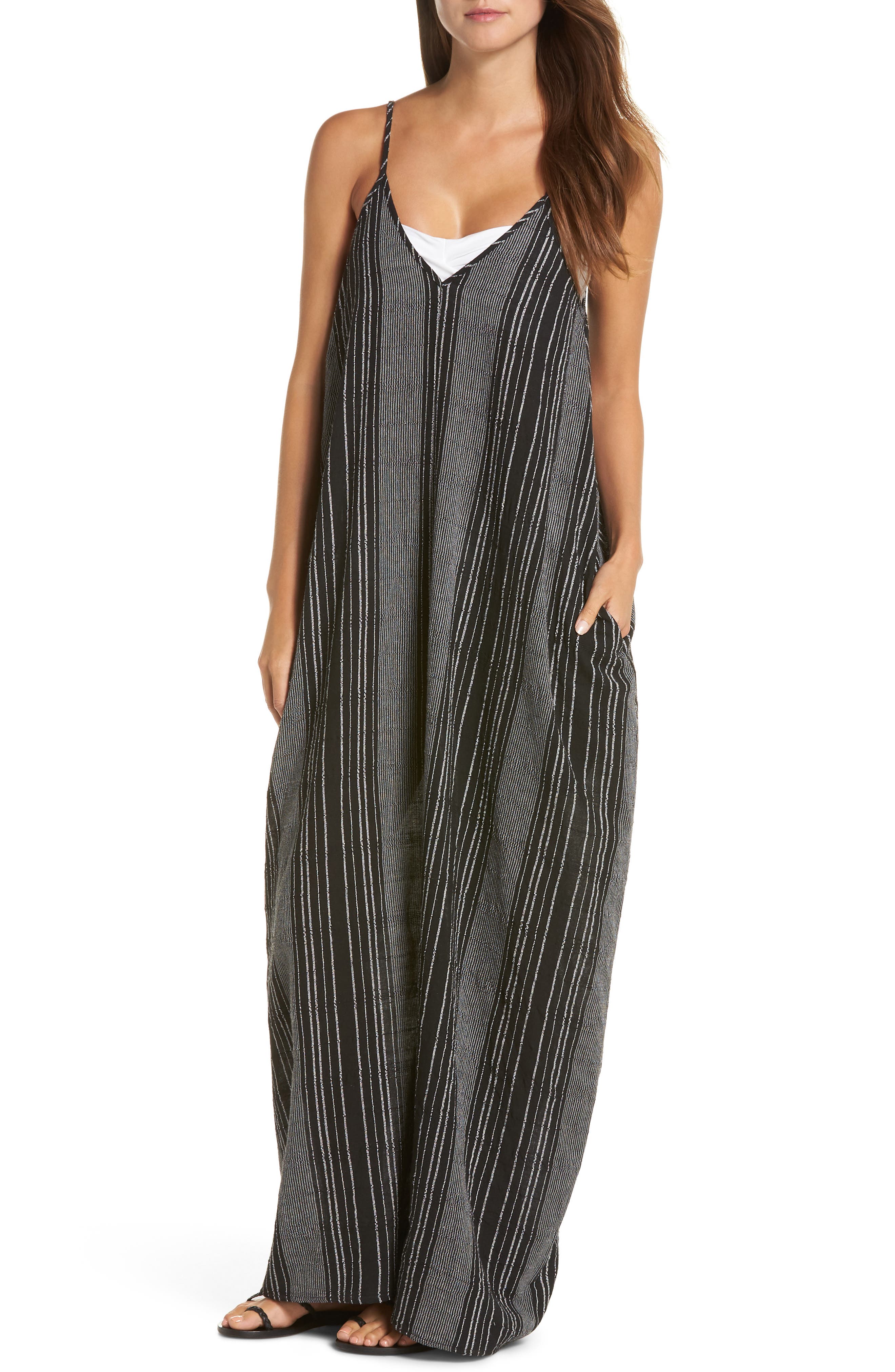 Elan Cover-Up Maxi Dress, Black