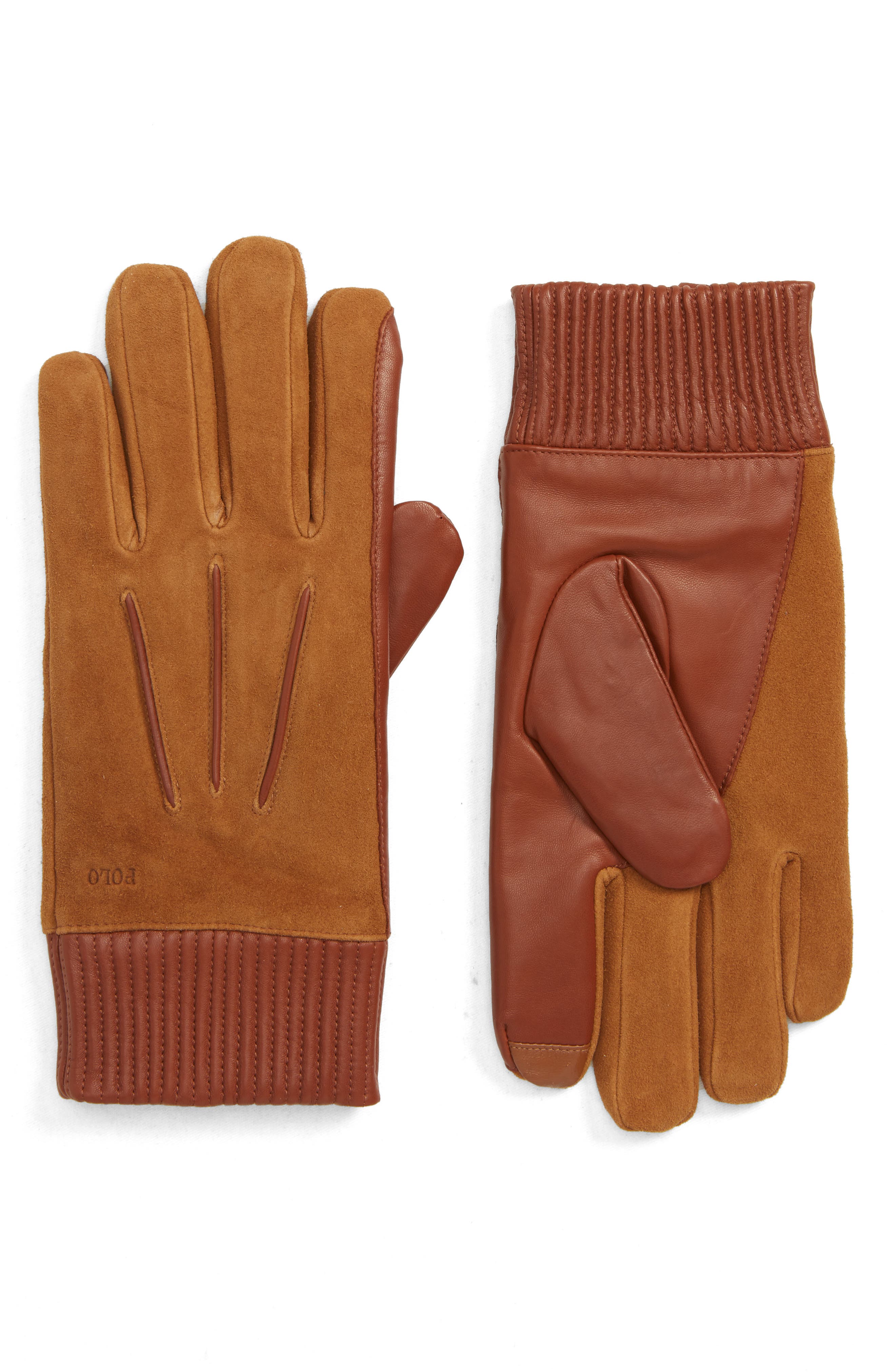 Polo Ralph Lauren Nappa Leather & Suede Gloves, Brown