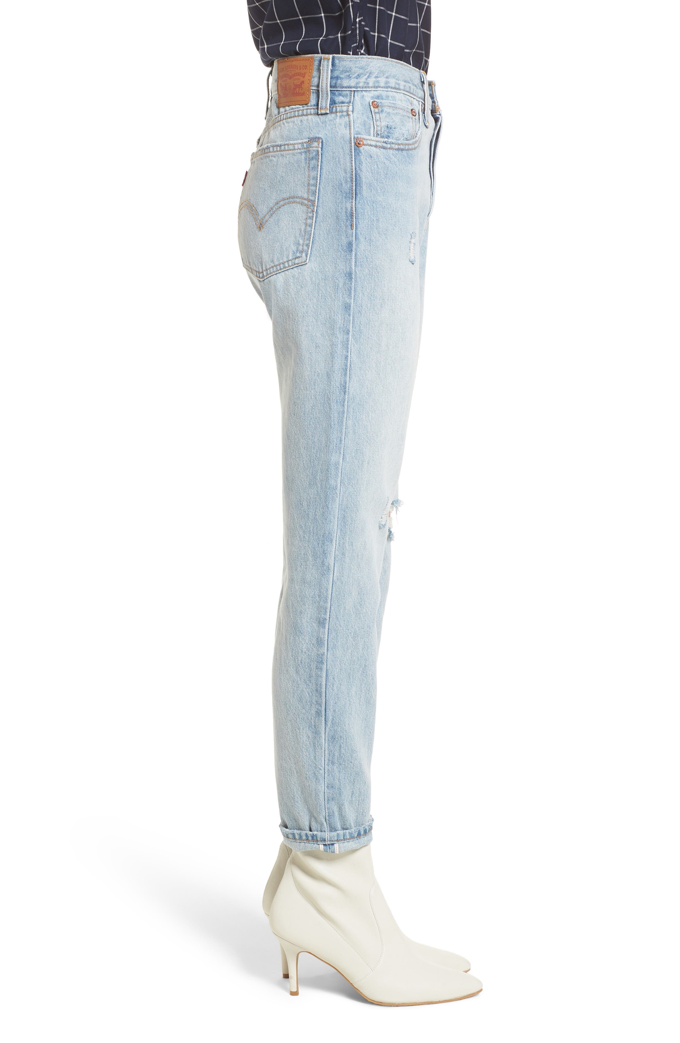 wedgie icon fit ripped high waist ankle jeans