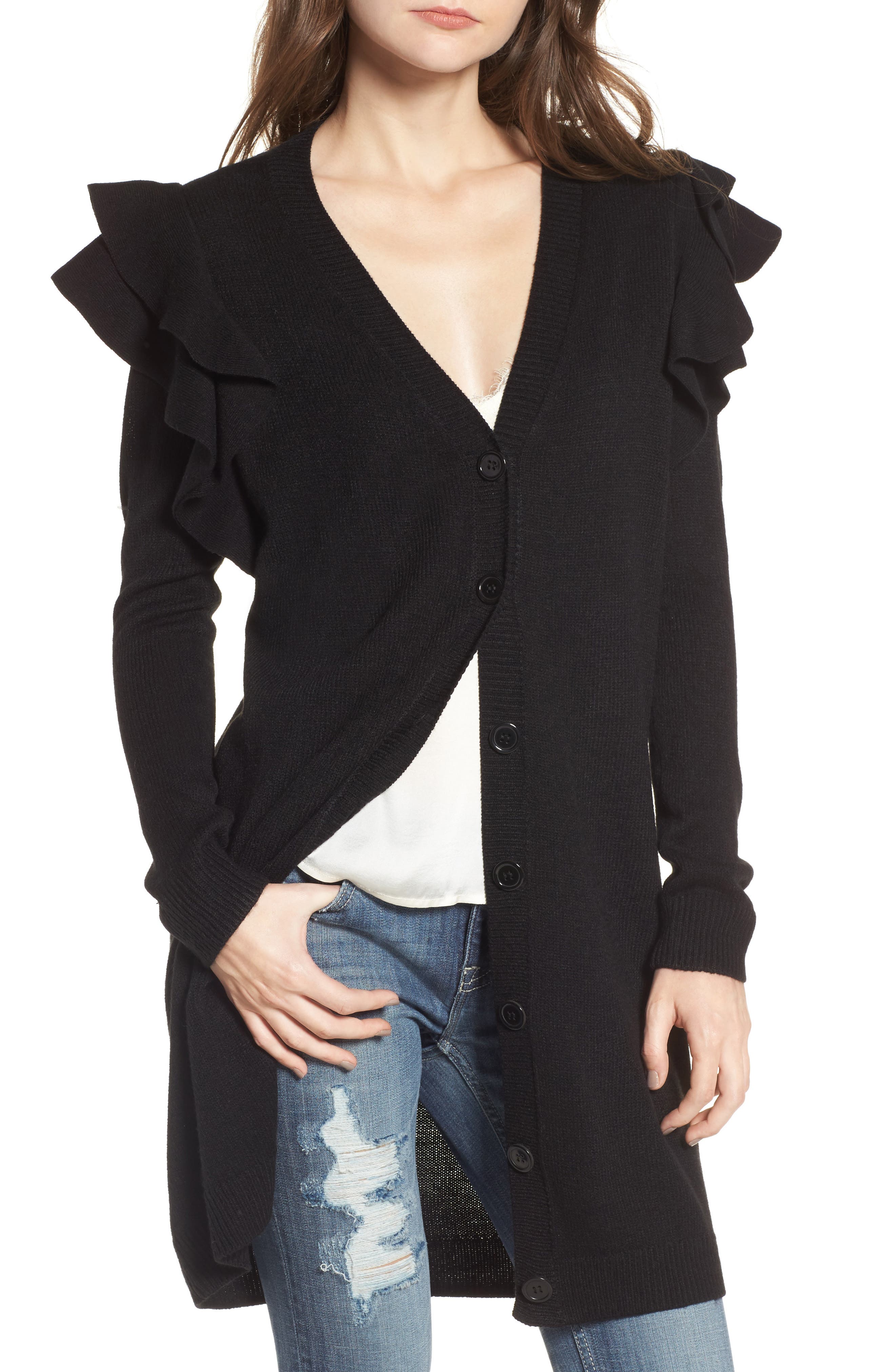 Soprano Ruffle Shoulder Cardigan Nordstrom