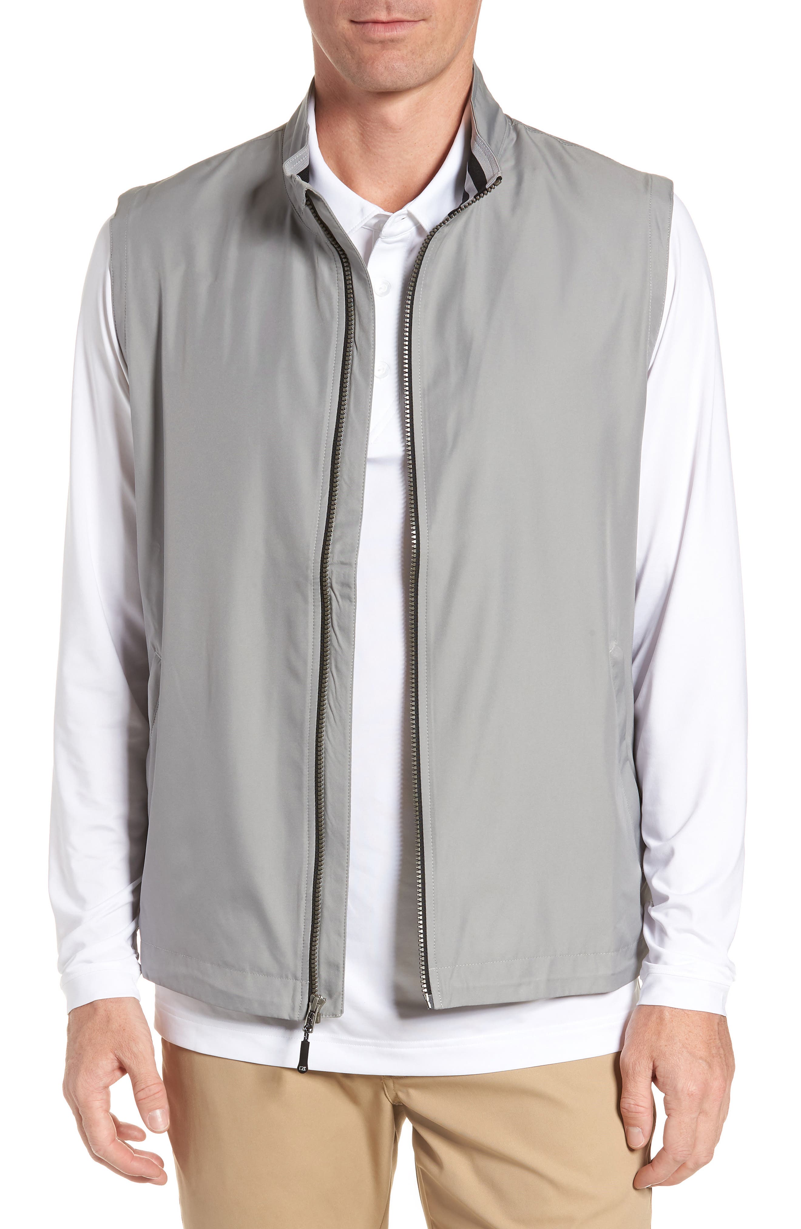 Cutter & Buck Nine Iron Drytec Zip Vest, Grey