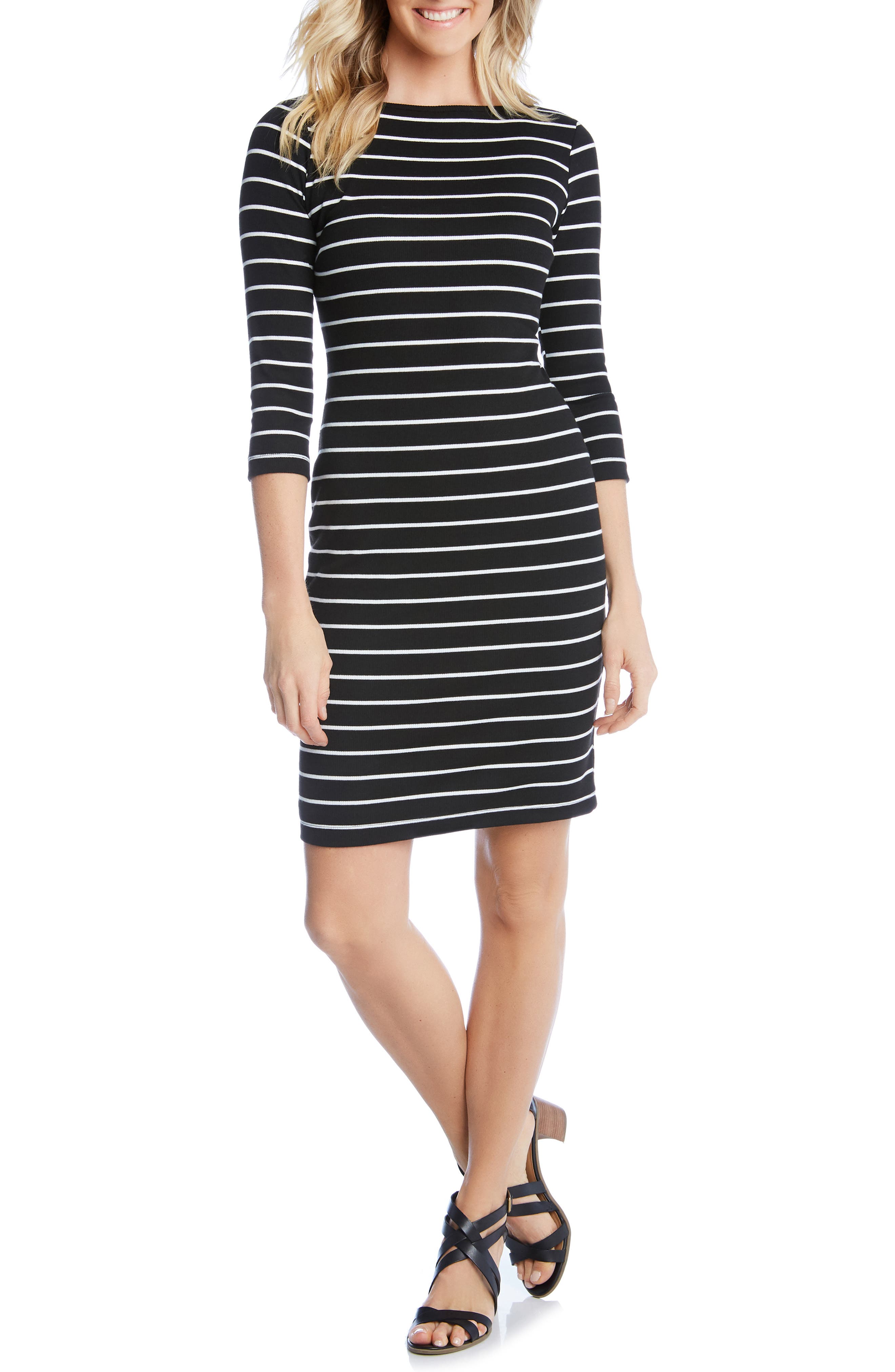 Karen Kane Stripe Body-Con Dress, Black