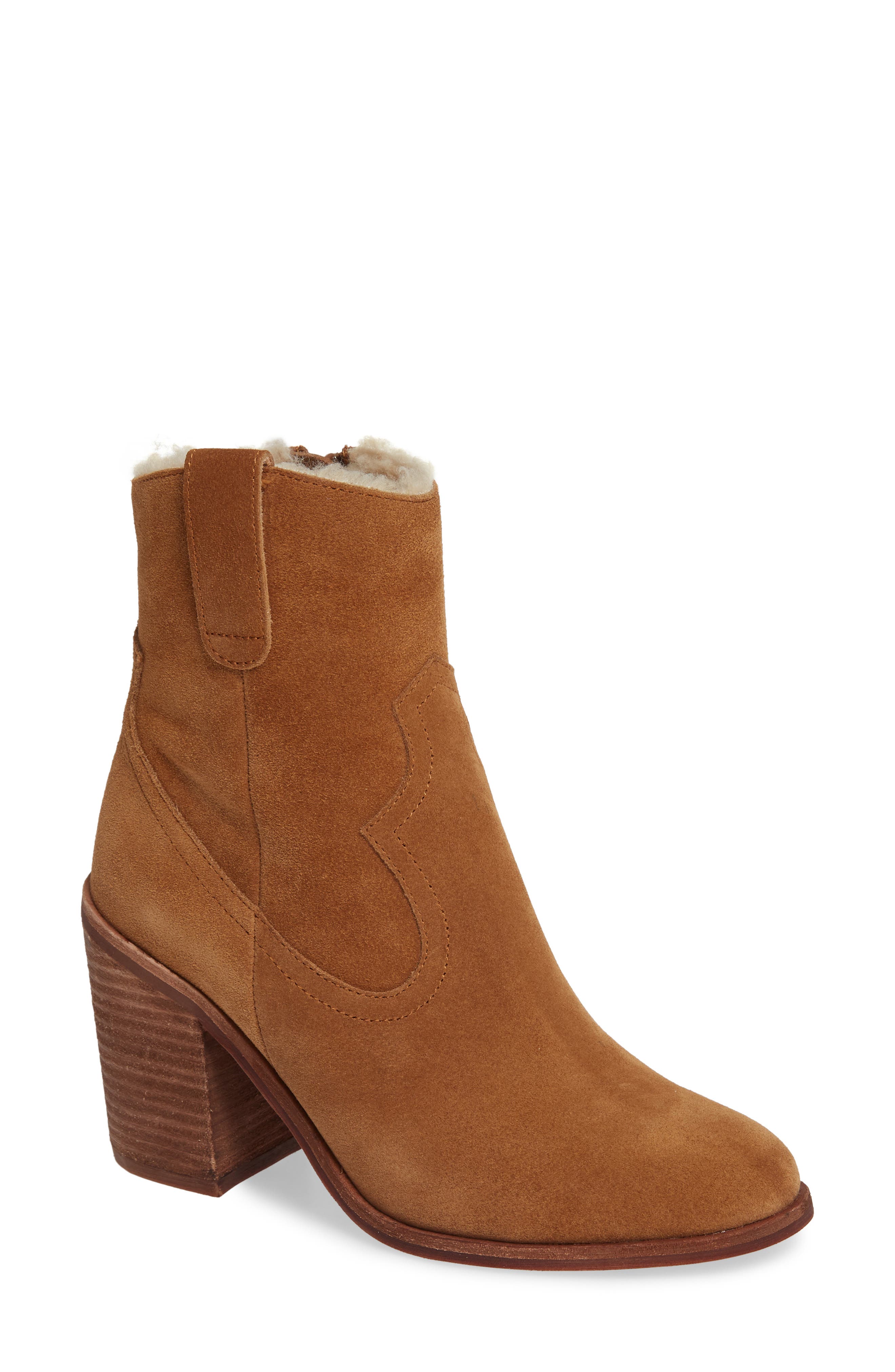 Jeffrey Campbell Guinn Faux Shearling Lined Bootie- Brown