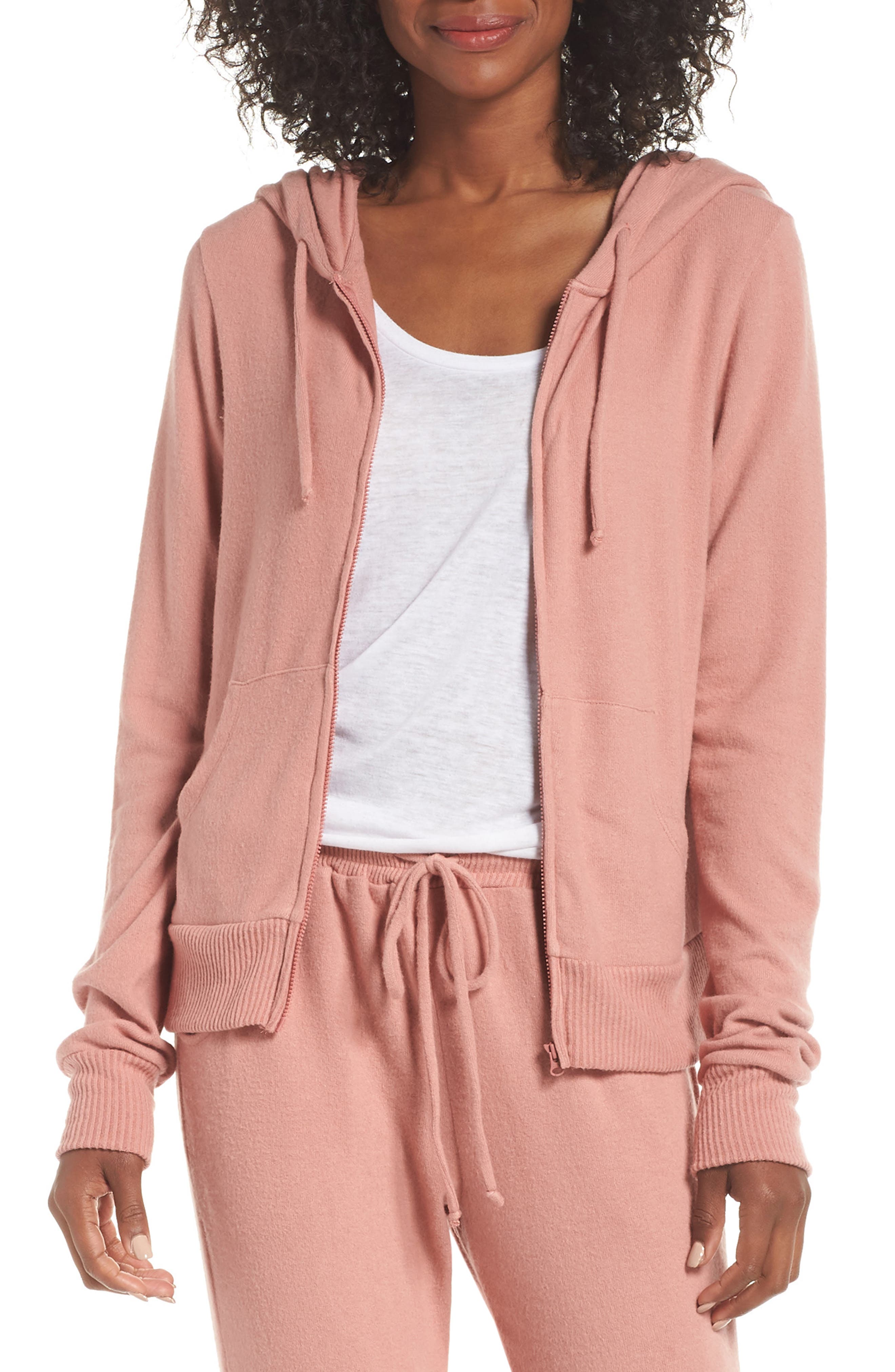 Eberjey Cozy Time Zip Hoodie, Pink