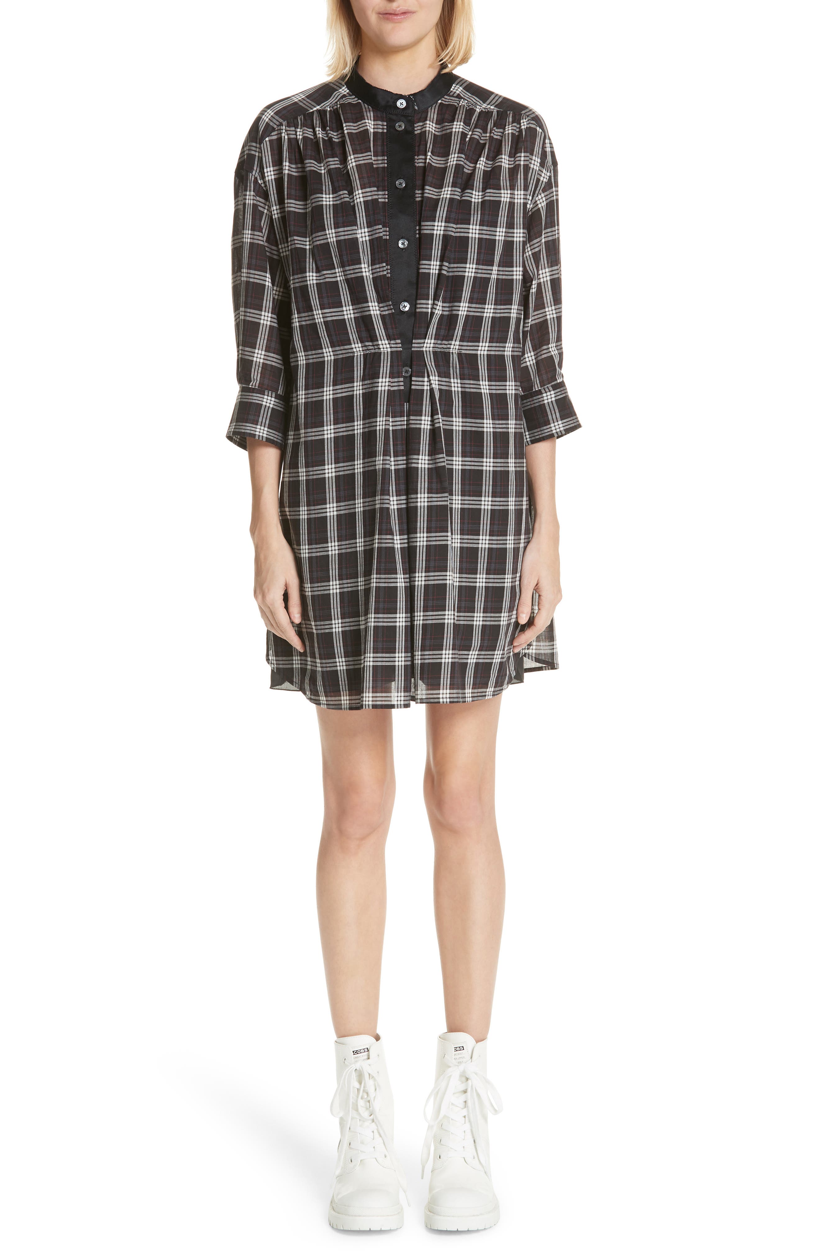 Marc Jacobs Patchwork Plaid Dress, Black