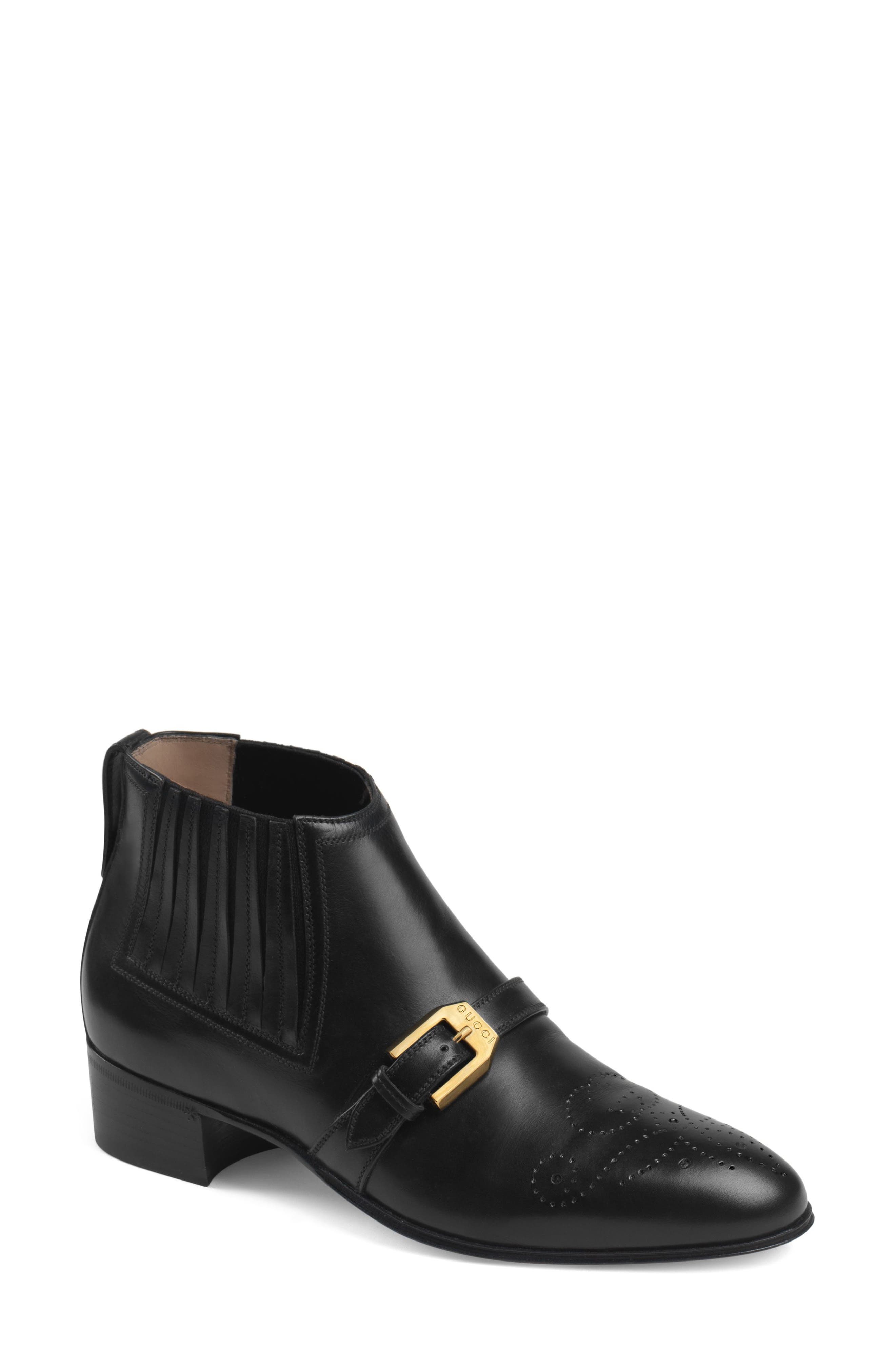 Gucci Worsh Buckle Bootie, Black