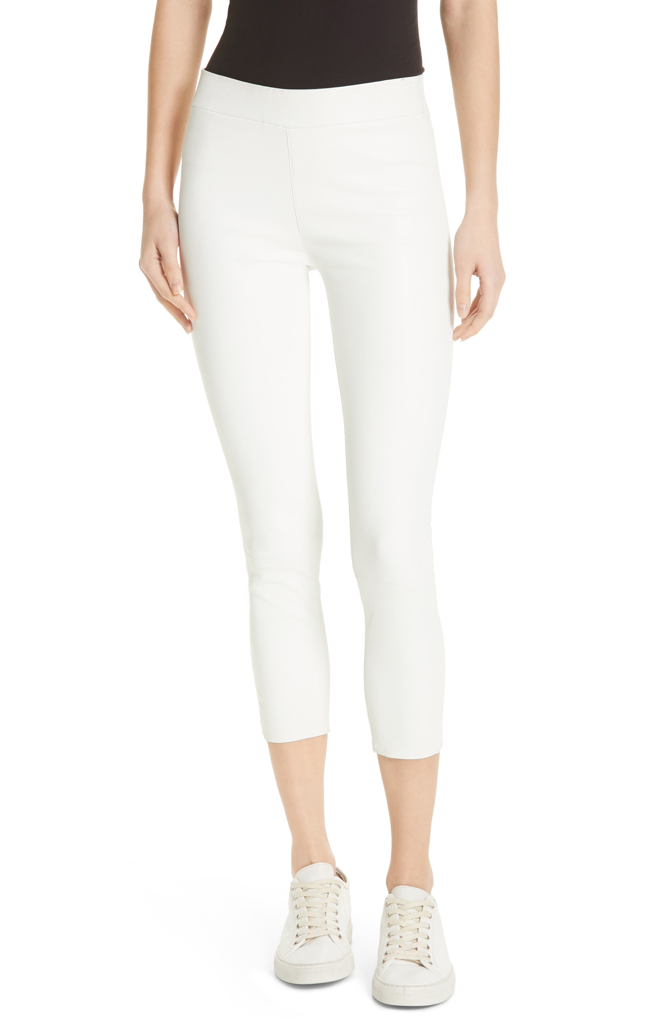 Sprwmn Leather Capri Leggings, White
