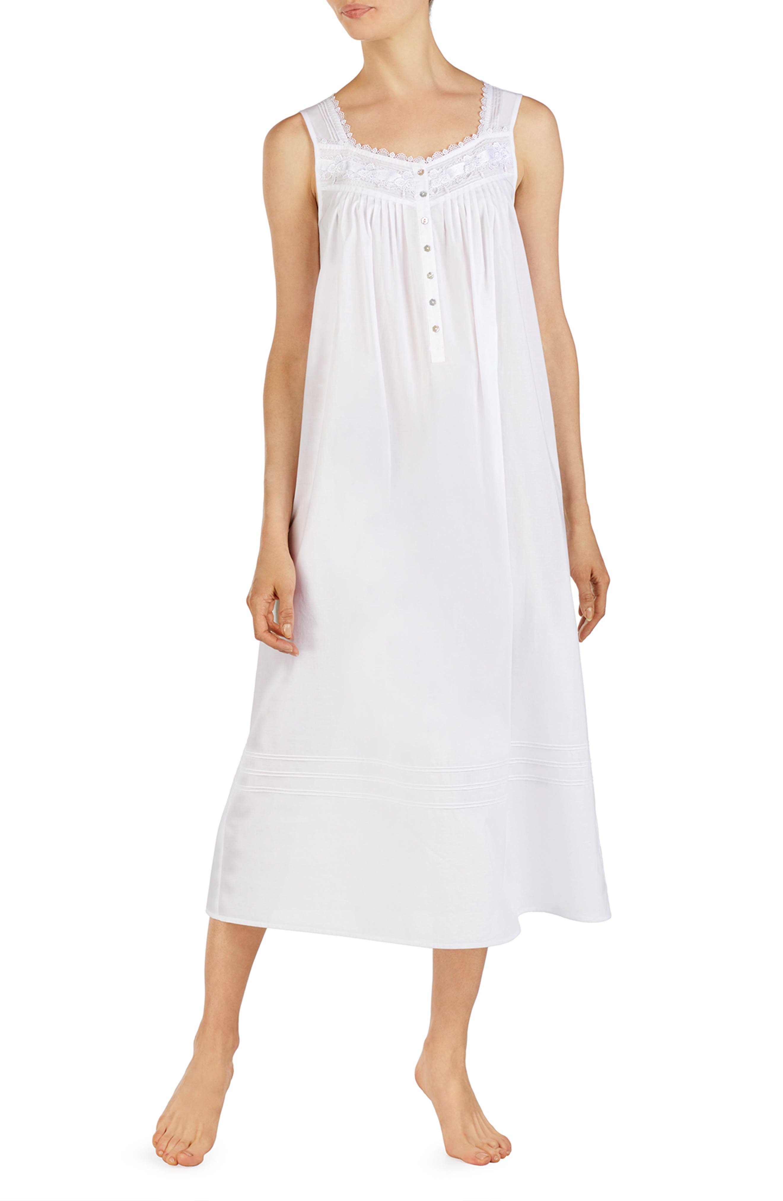 Eileen West Cotton Lawn Nightgown, White