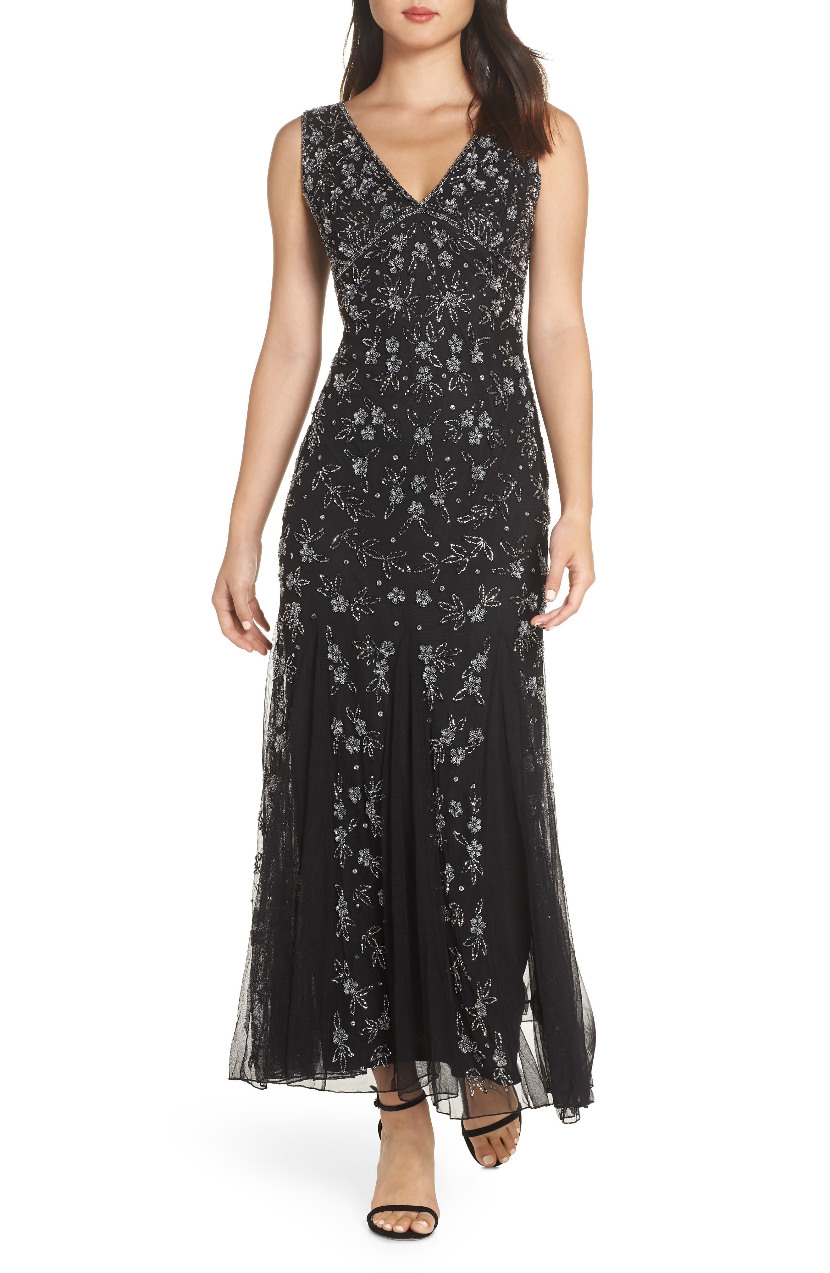 Pisarro Nights Beaded Godet Gown