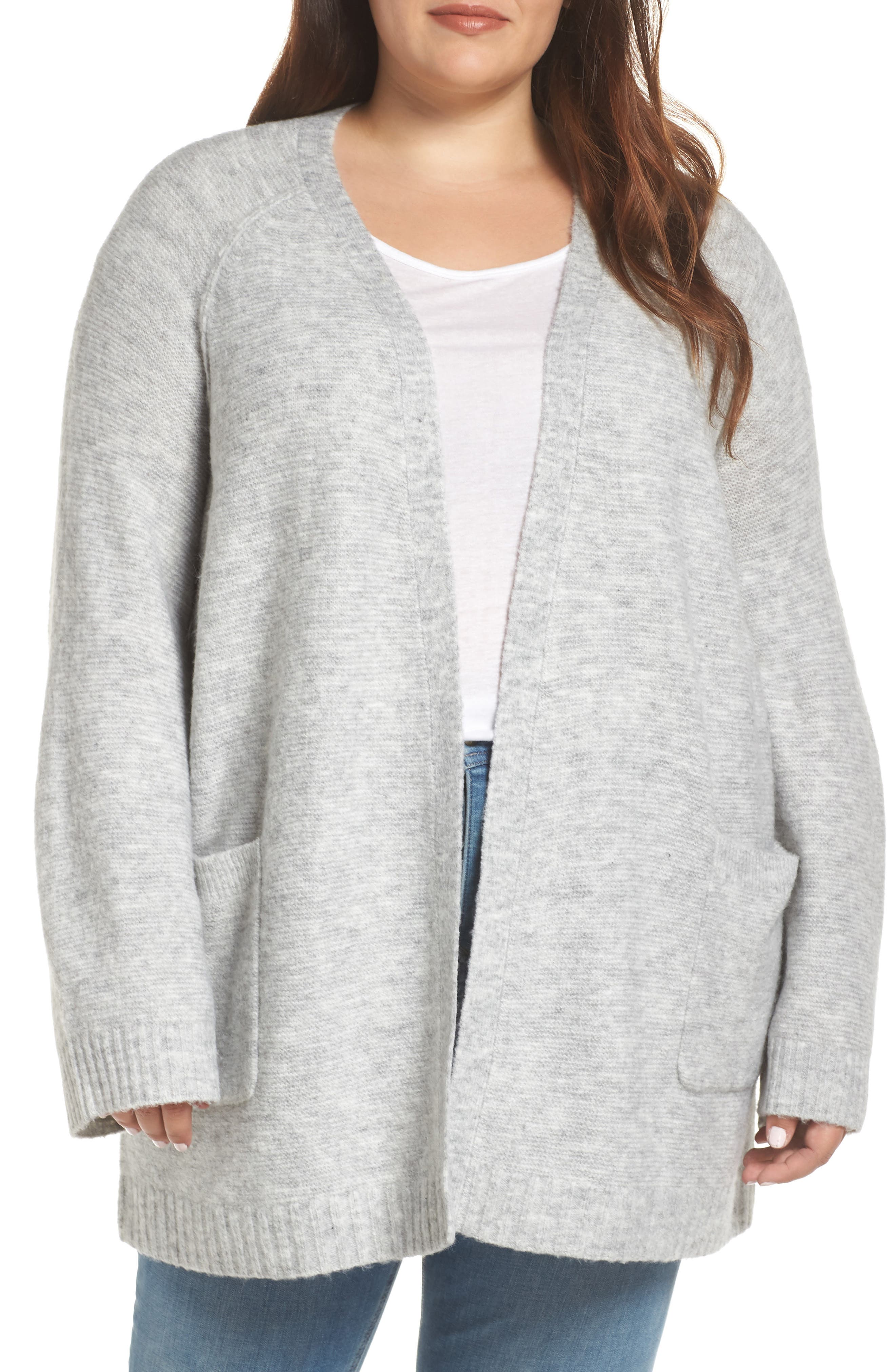 Plus Size Caslon Chunky Stitch Cardigan, Grey