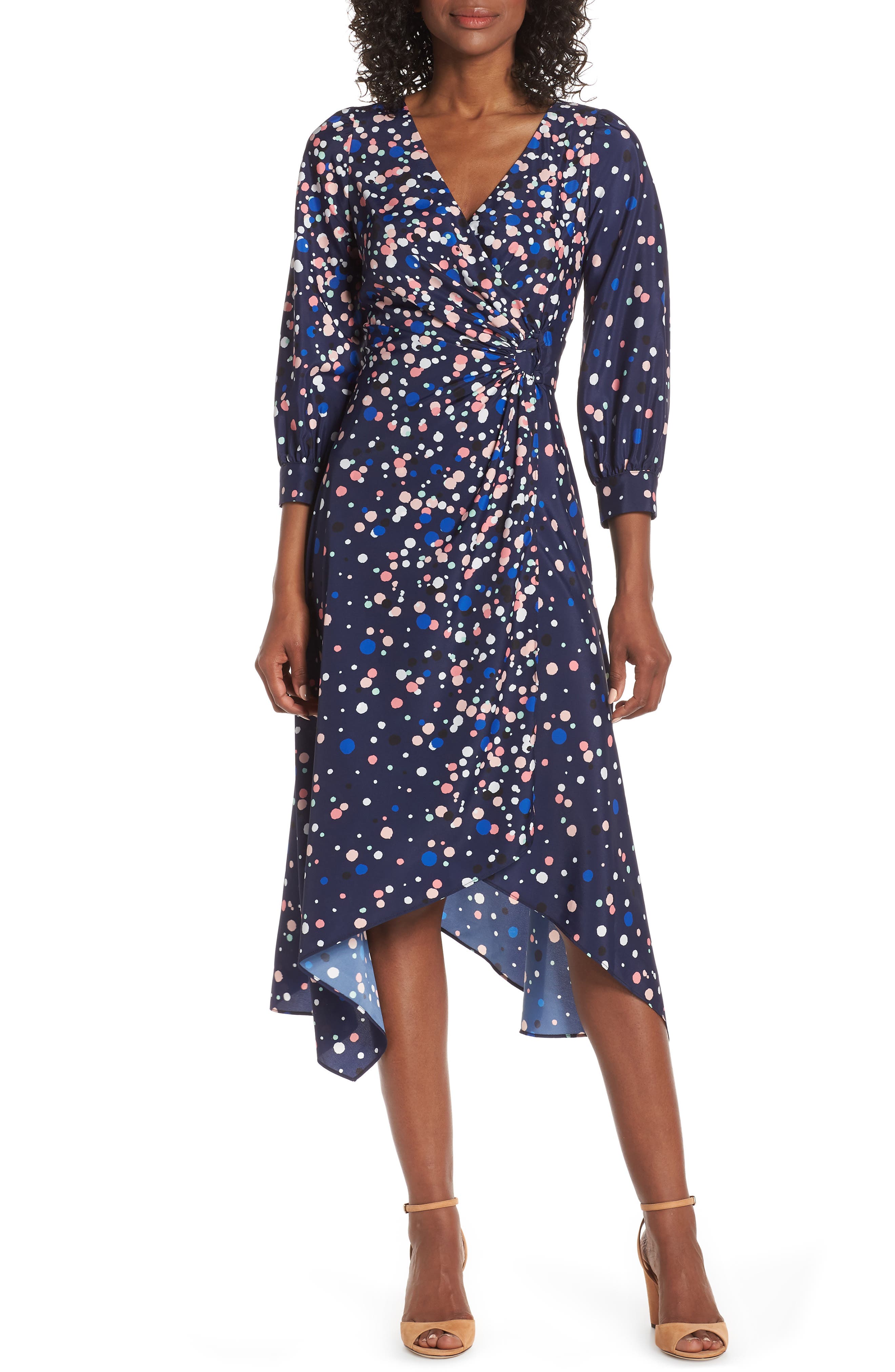 Eliza J Faux Wrap Midi Dress, Blue