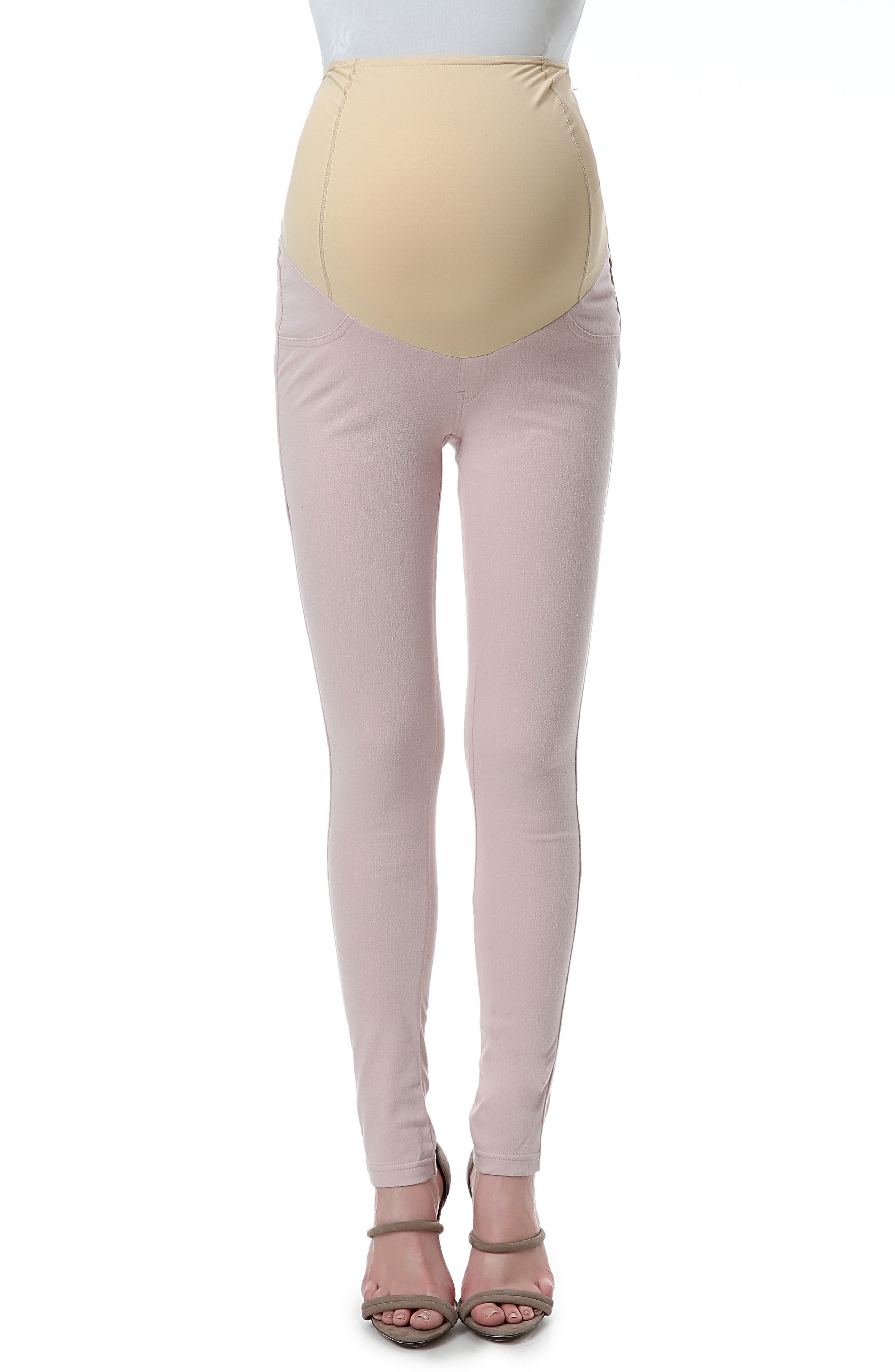 Kimi And Kai Sadie Over The Belly Maternity Denim Leggings, Pink
