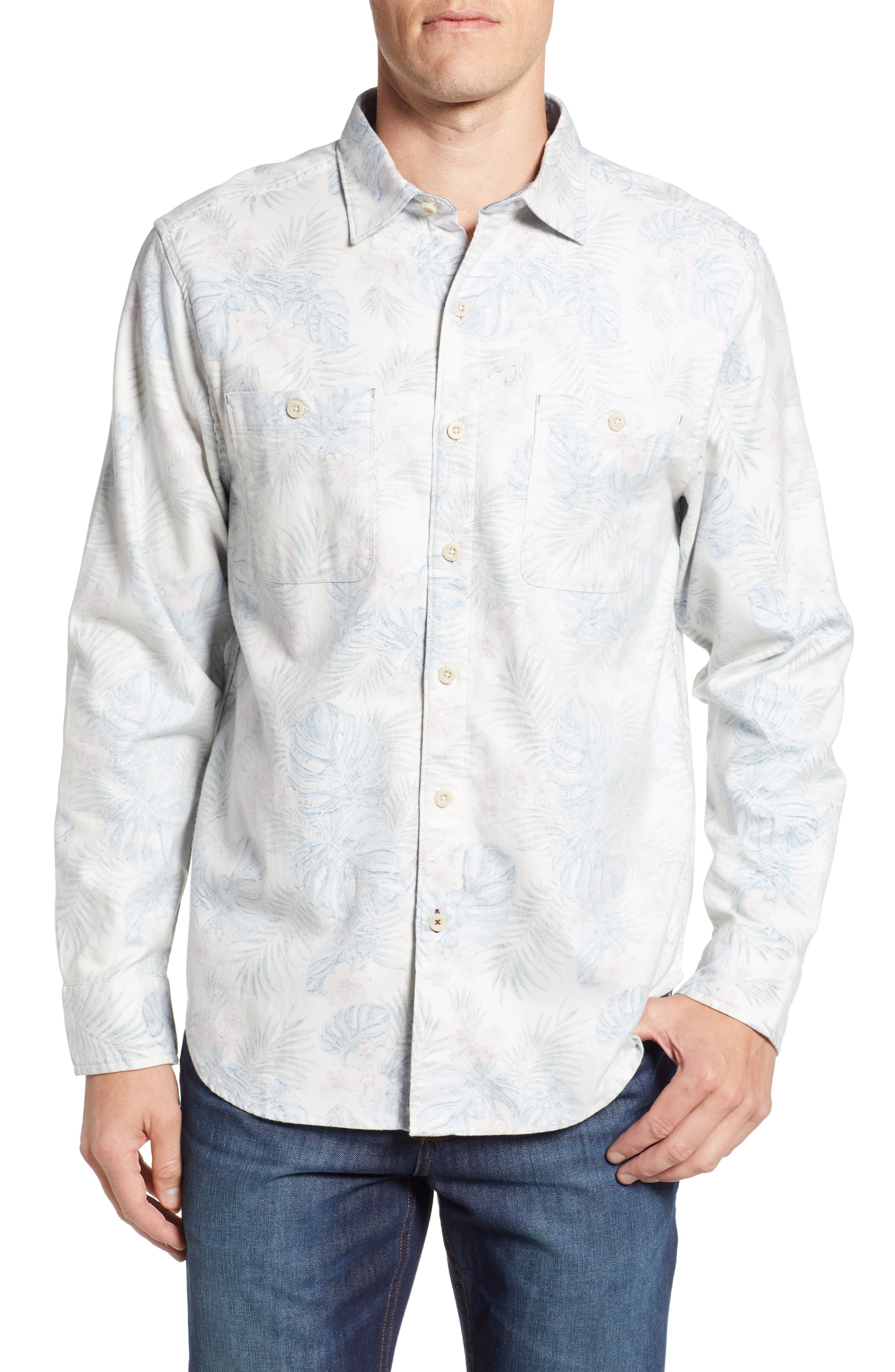 Tommy Bahama Beach Palms Long Sleeve Flannel Sport Shirt, Brown