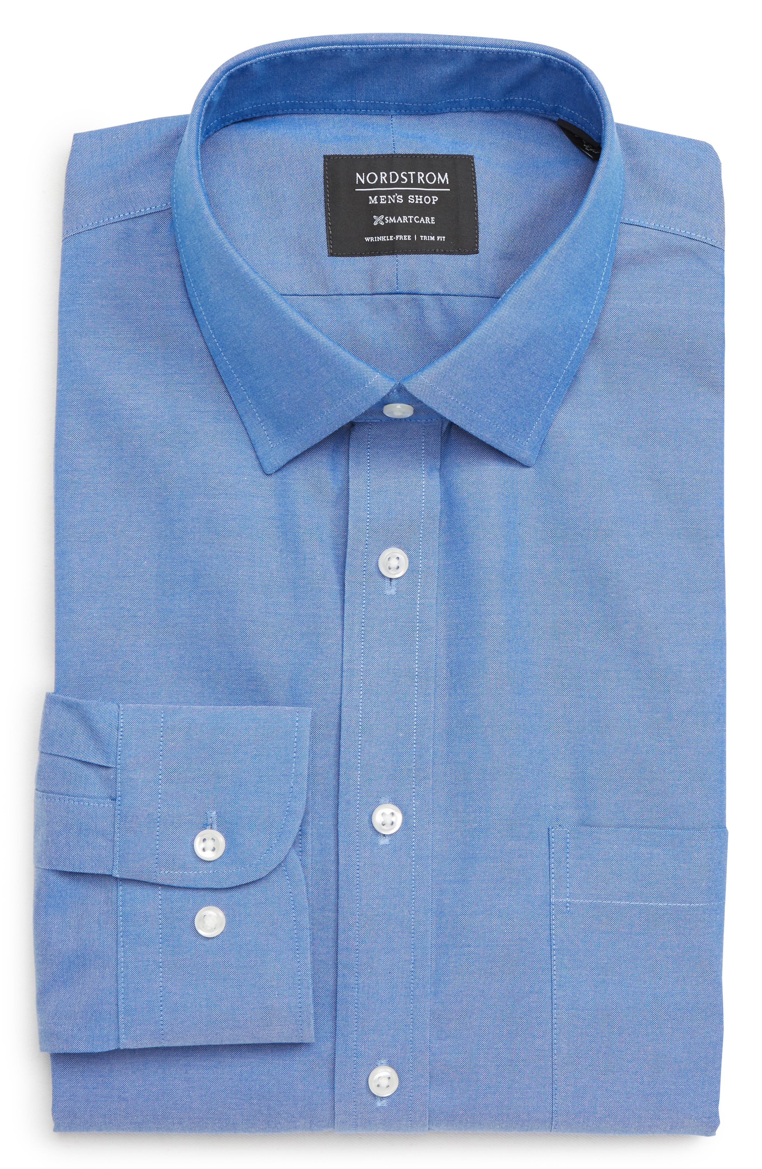 Nordstrom Shop Smartcare(TM) Trim Fit Solid Dress Shirt - Blue