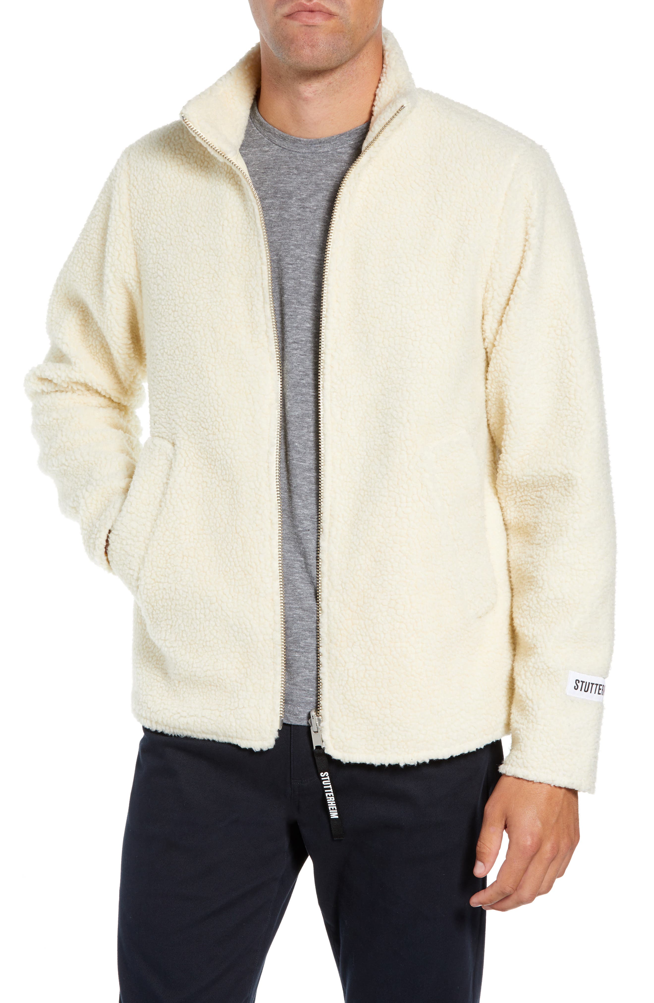 Stutterheim Varby Reversible Fleece Jacket, White