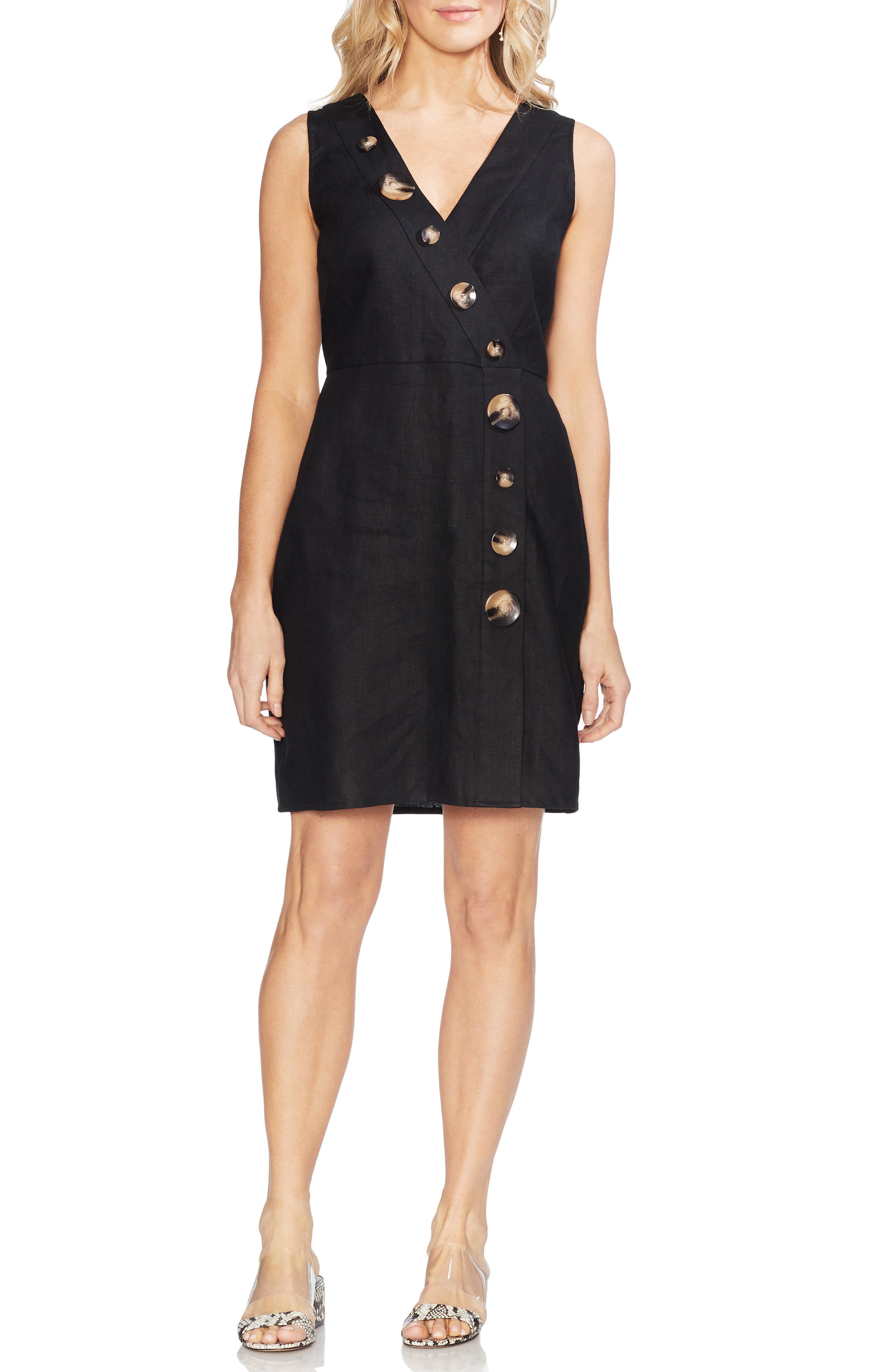 Vince Camuto Linen Shift Dress, Black