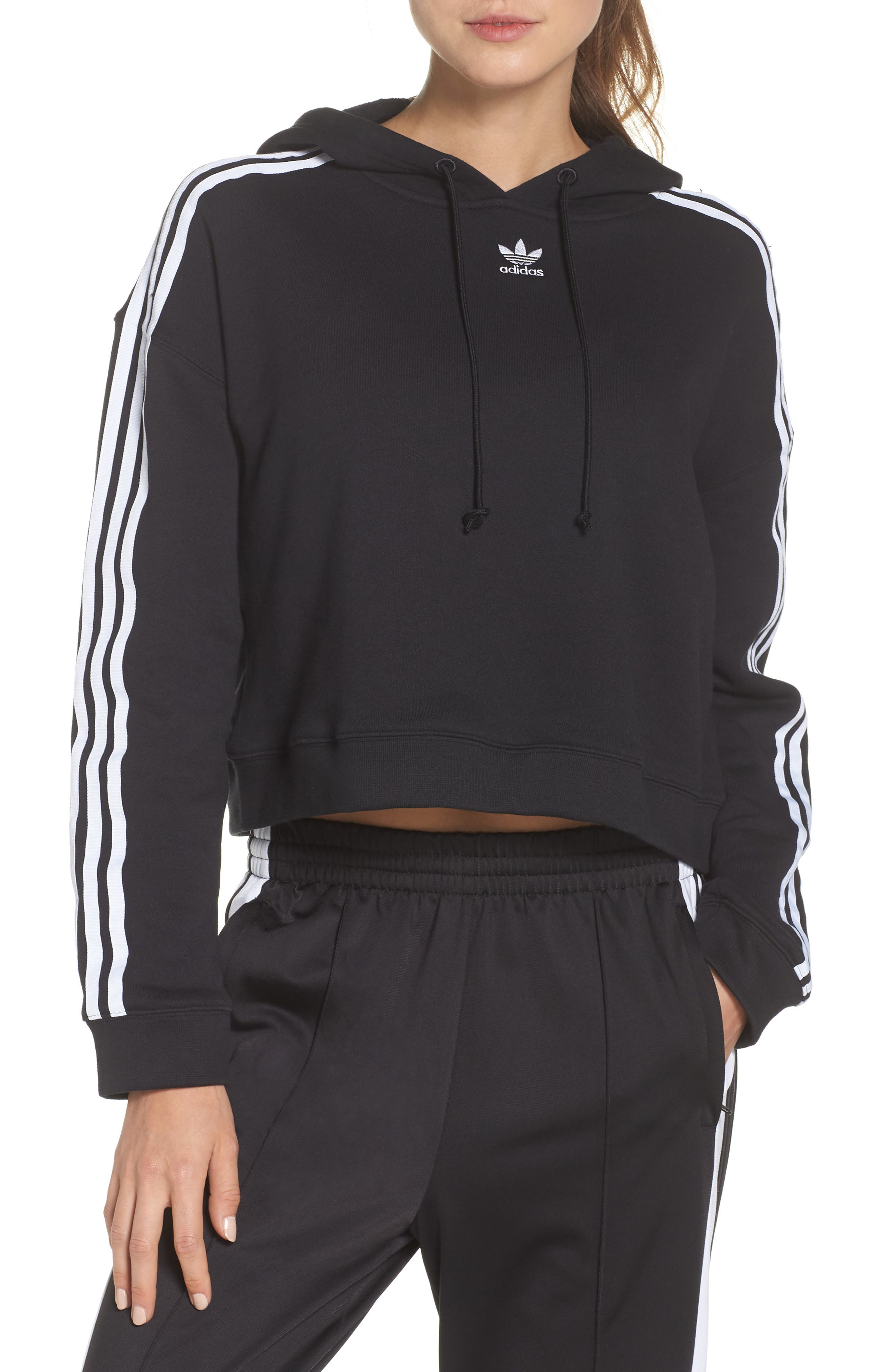 Adidas Originals Cropped Hoodie, Black
