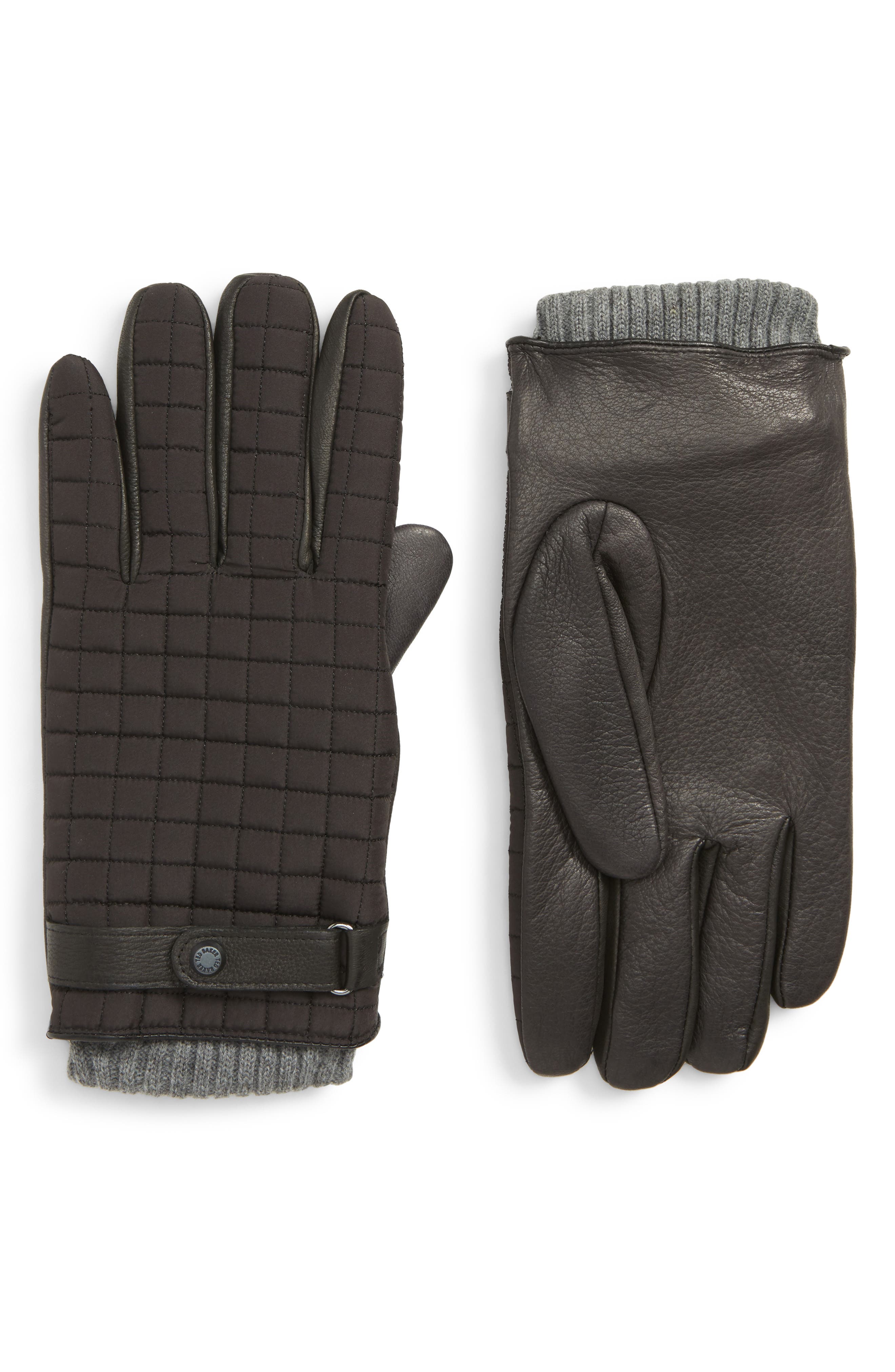 Ted Baker London Quilted Leather Gloves, Black