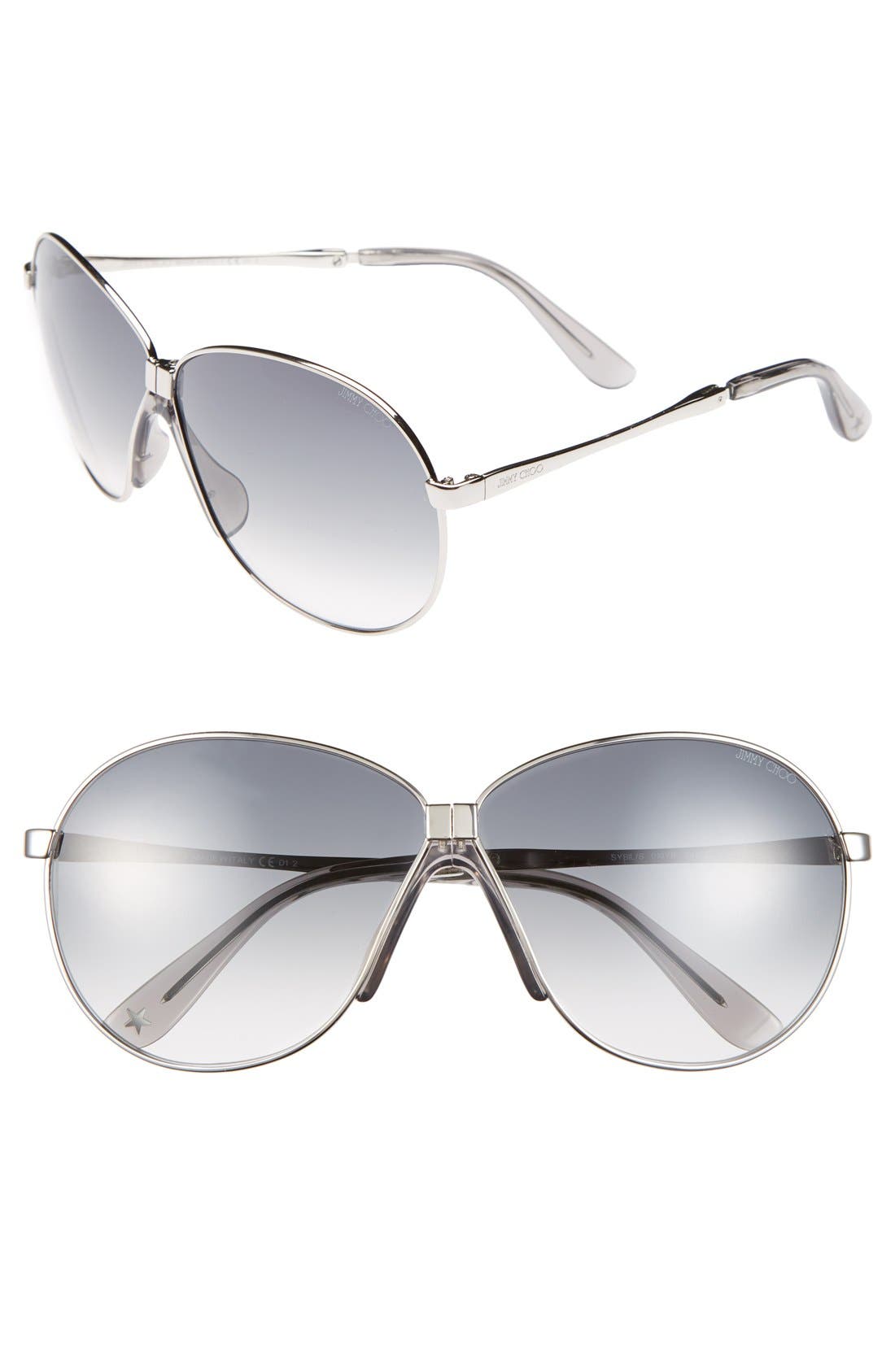 Jimmy Choo 64mm Metal Aviator Sunglasses Nordstrom