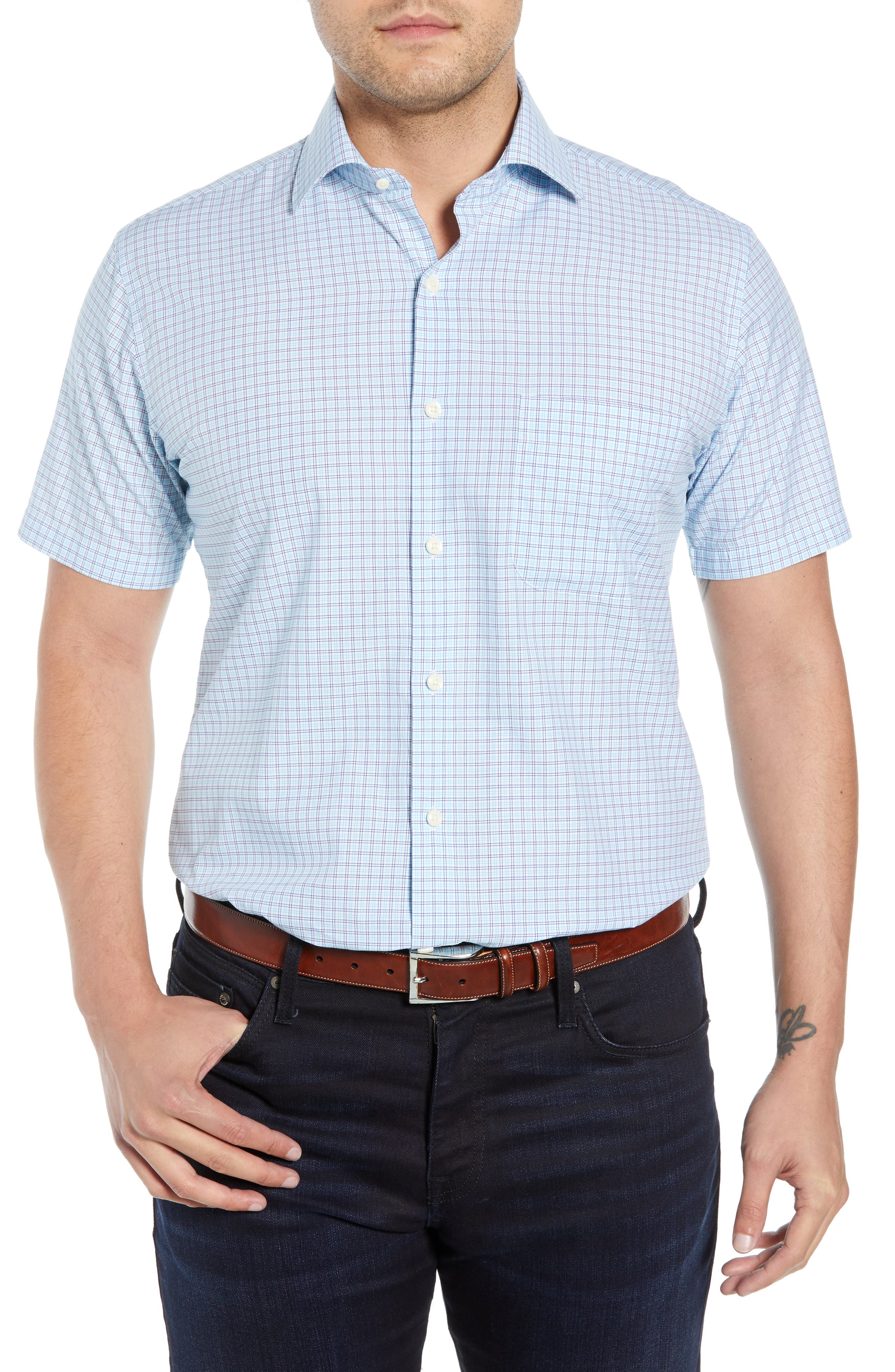 Peter Millar Rome Regular Fit Sport Shirt, Blue
