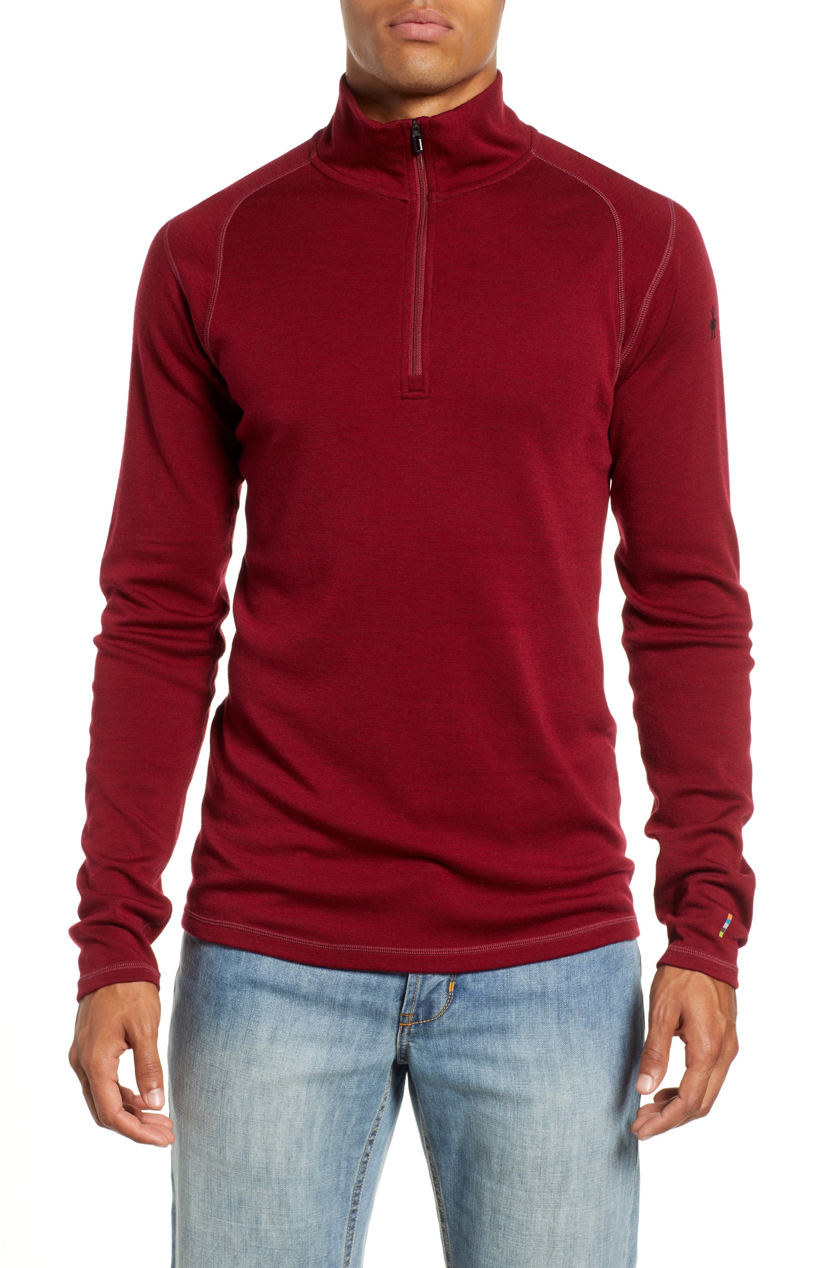 Smartwool Merino 250 Base Layer Quarter Zip Pullover, Red