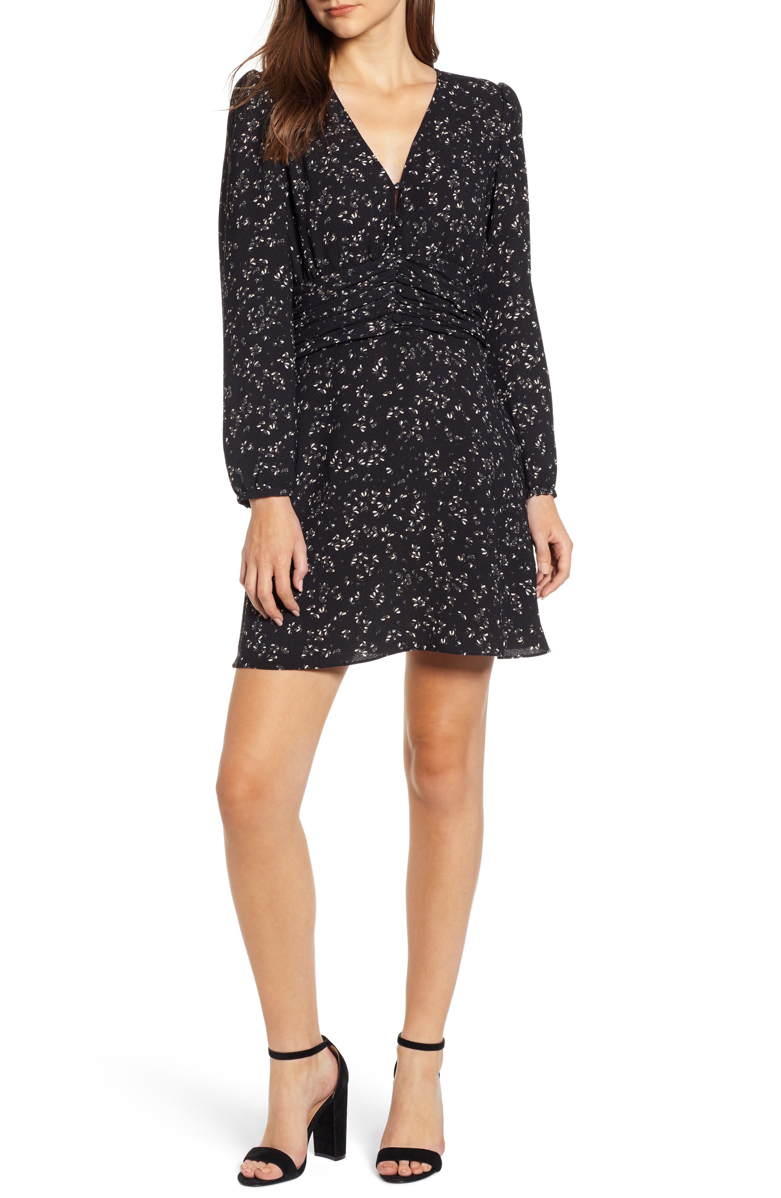 Chelsea28 Ruched Waist Minidress, Black