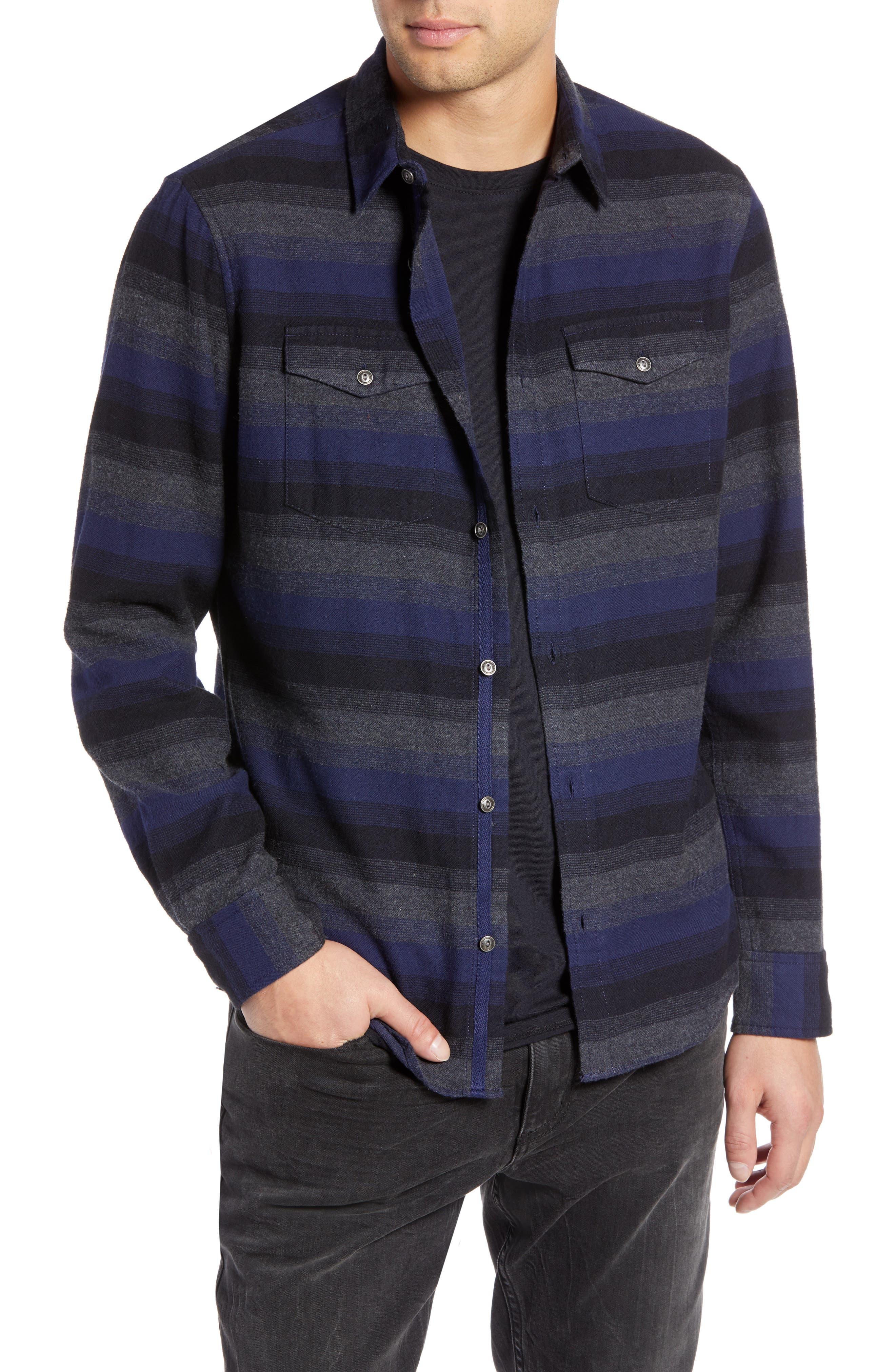 Treasure & Bond Regular Fit Ombre Sport Shirt, Blue