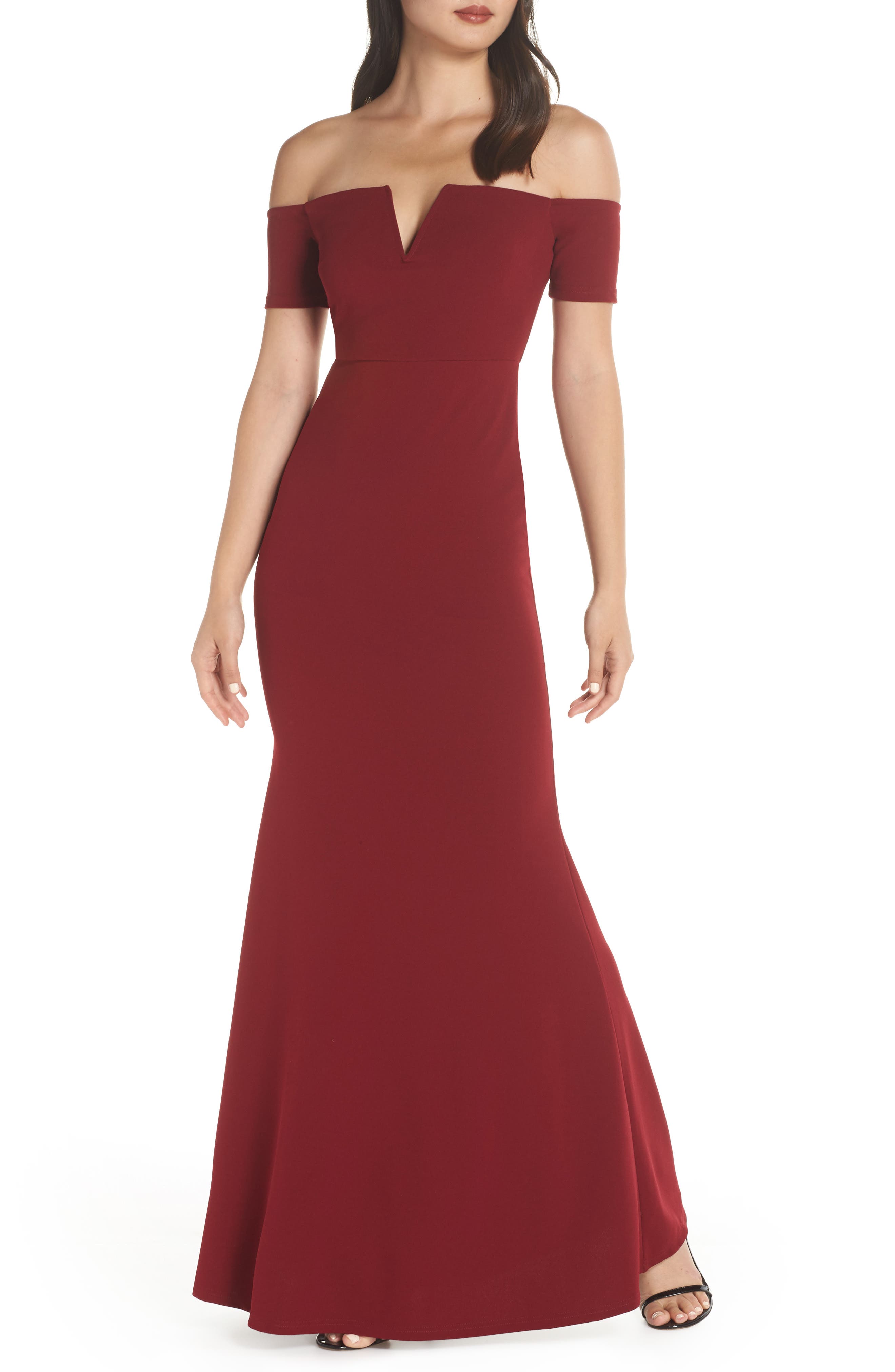 Lulus Lynne Off The Shoulder Gown, Red