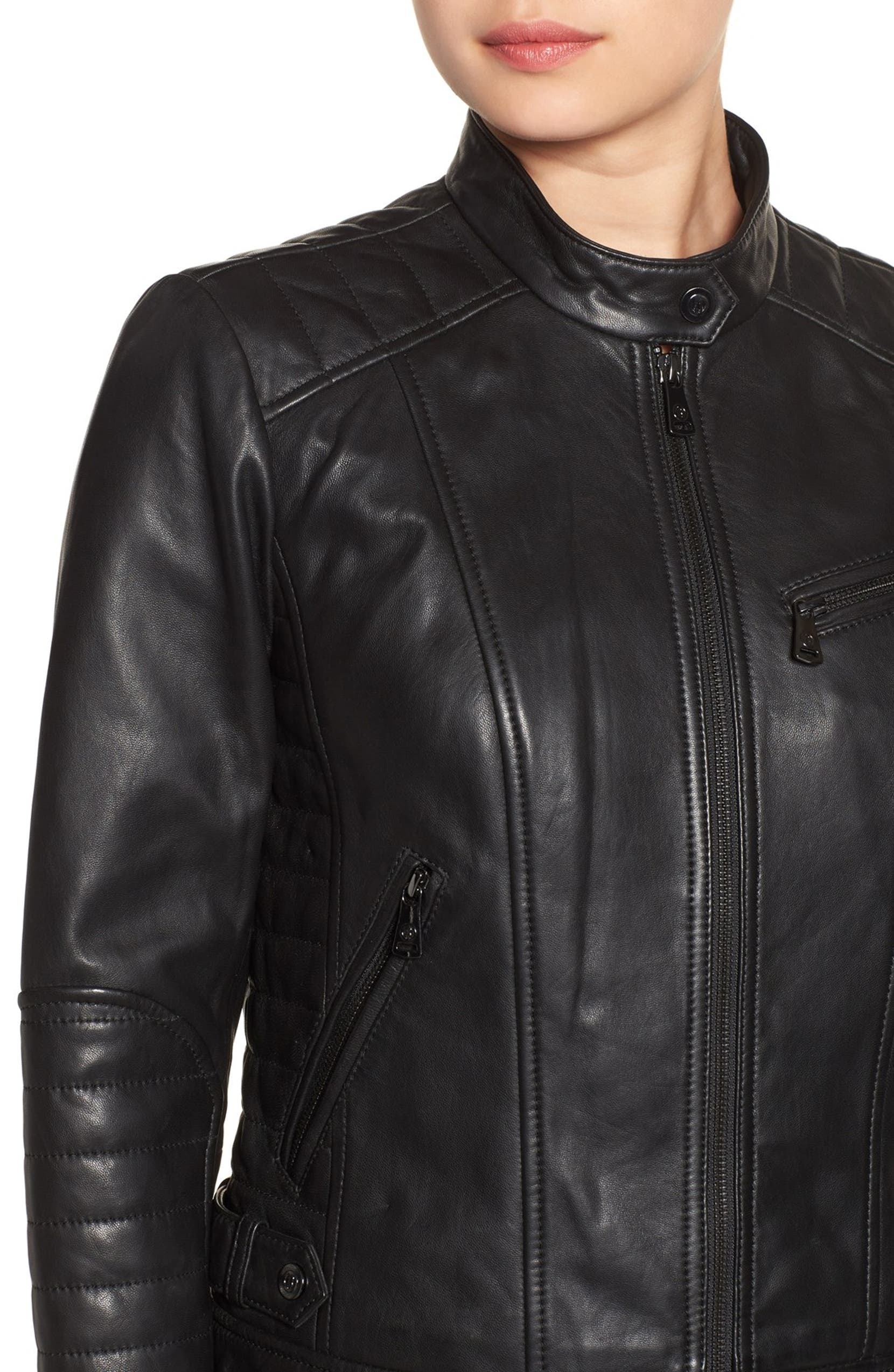 Bernardo Quilted Leather Moto Jacket Regular Petite Nordstrom
