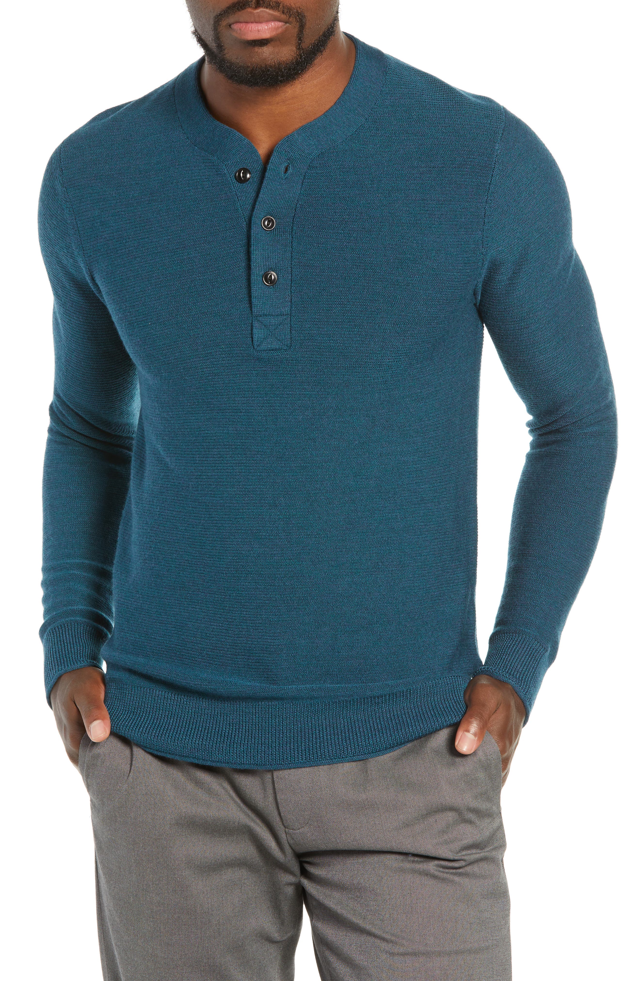 Bonobos Merino Wool Knit Henley, Blue