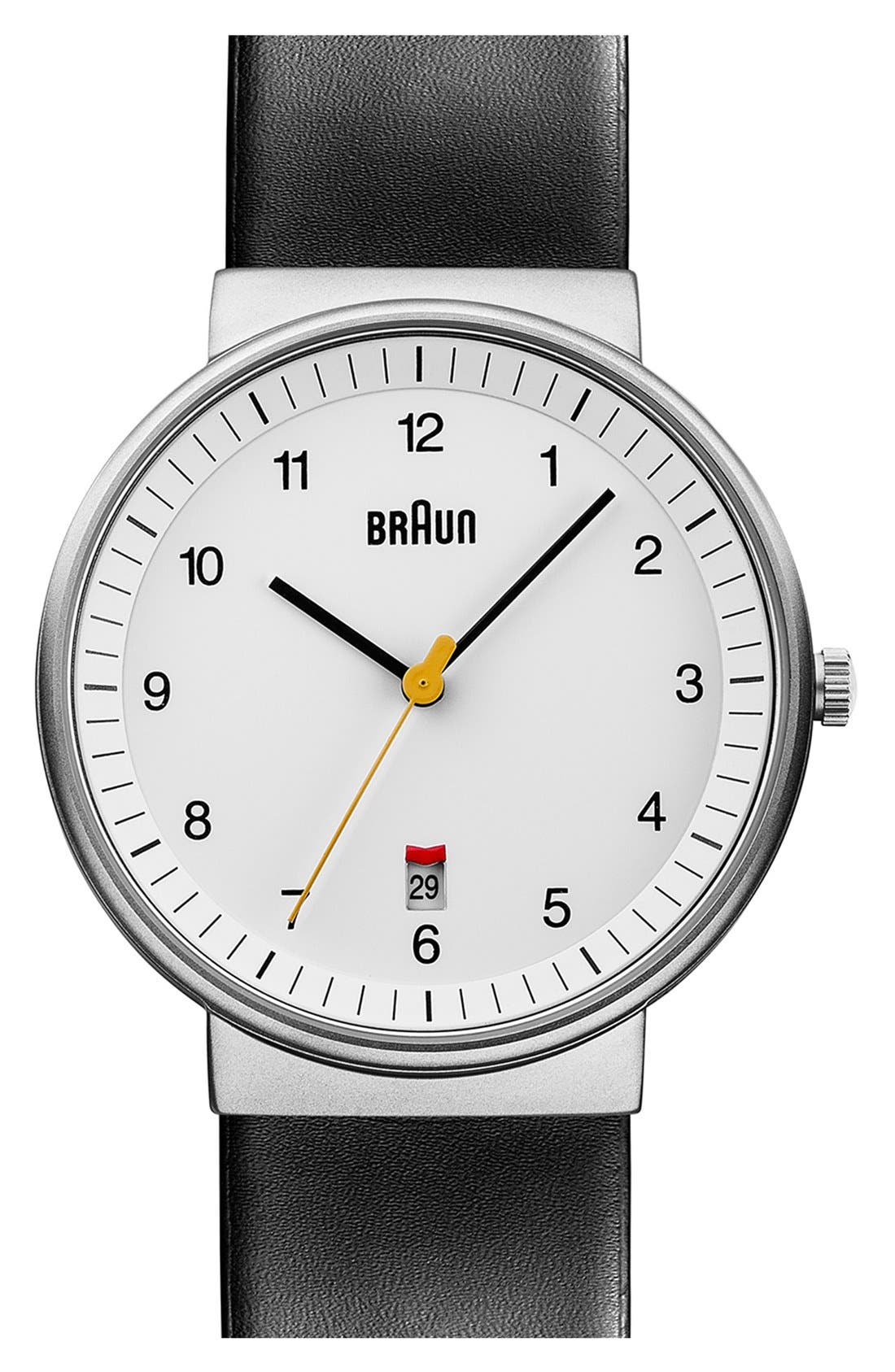 EAN 5013348607485 product image for Men's Braun 'Classic' Leather Strap Watch, 40mm - Black/ White/ Silver | upcitemdb.com