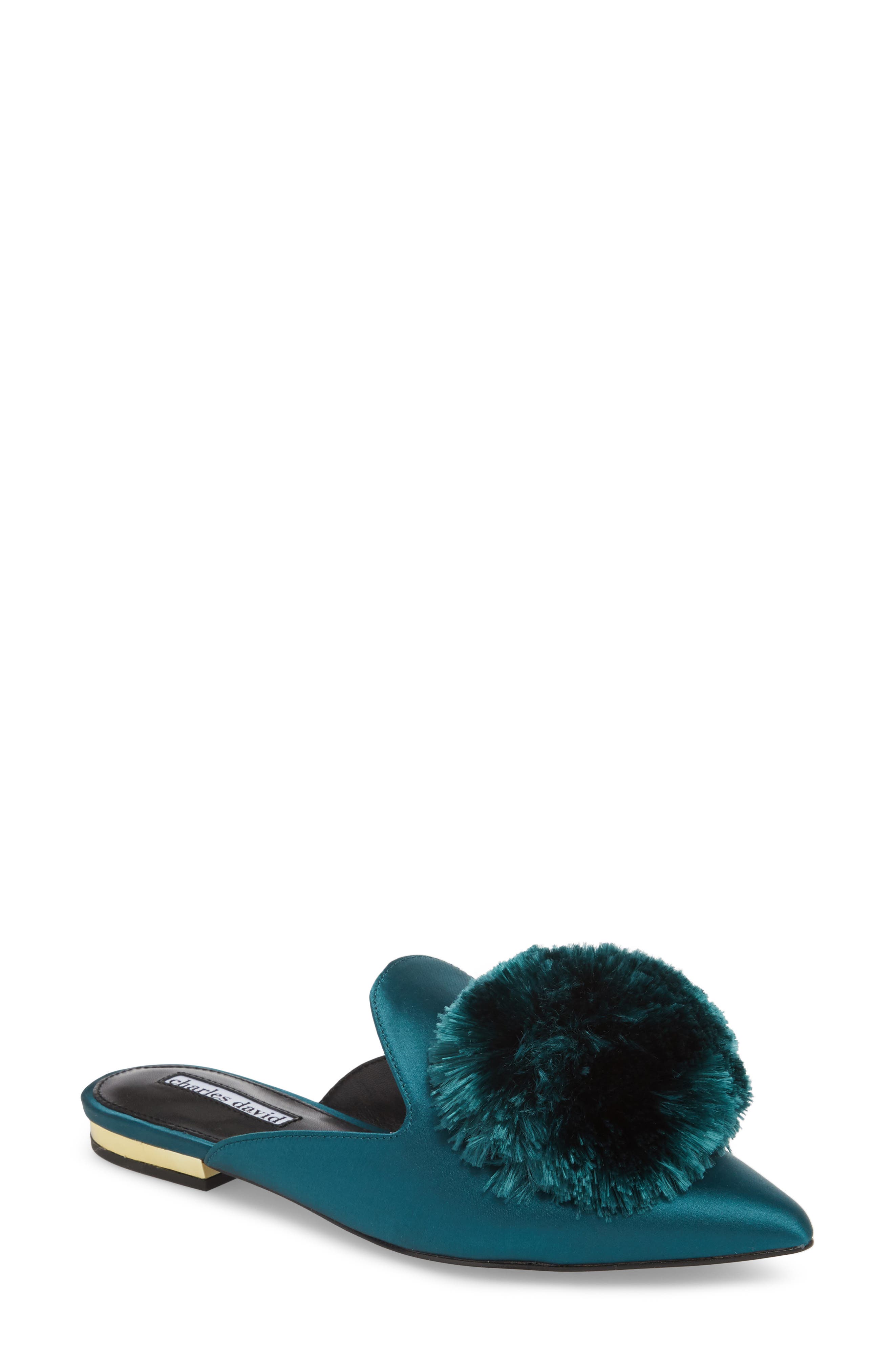 Charles David Wella Pompom Loafer Mule- Green
