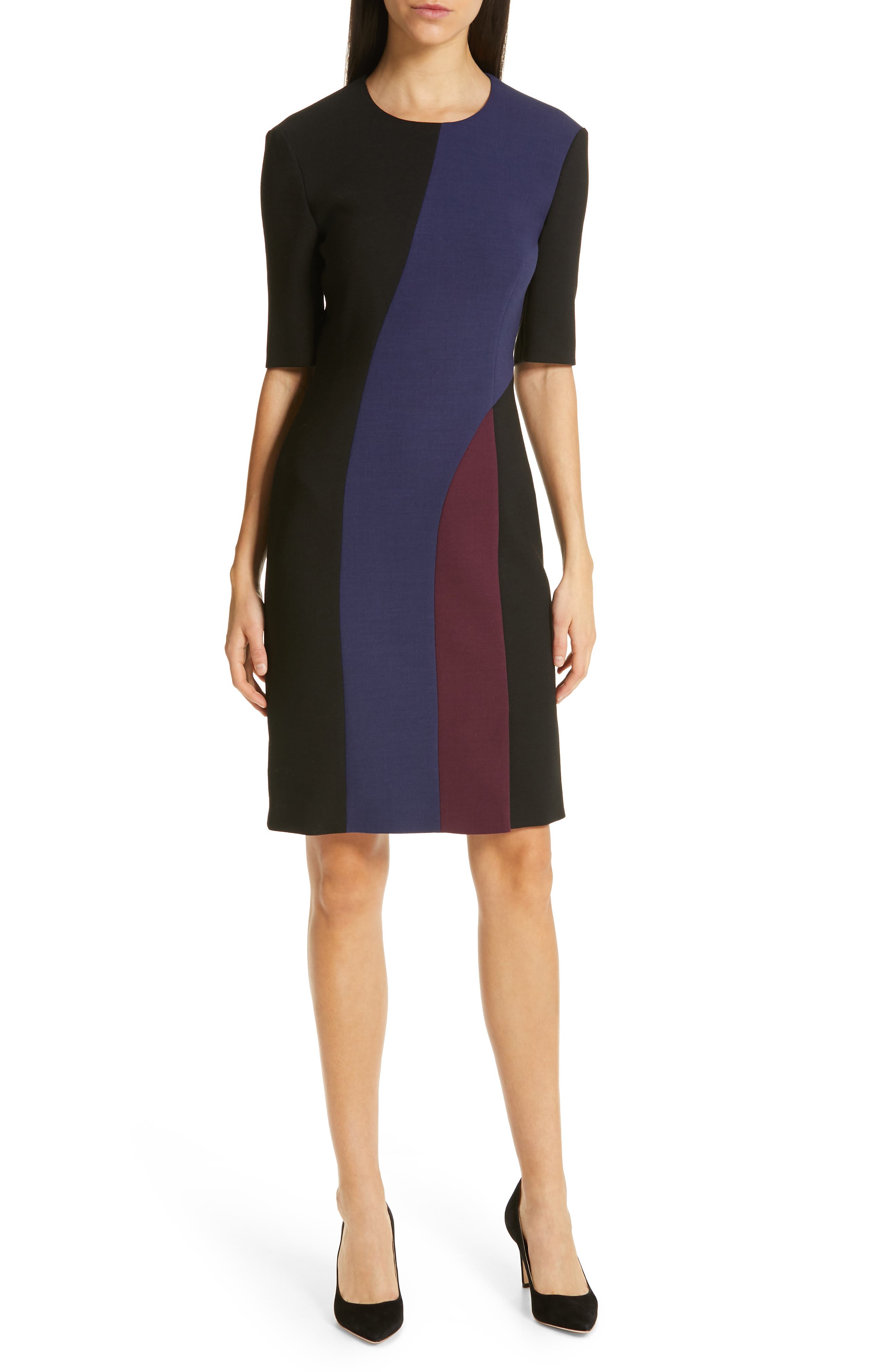 Boss Delivia Colorblock Sheath Dress, Black