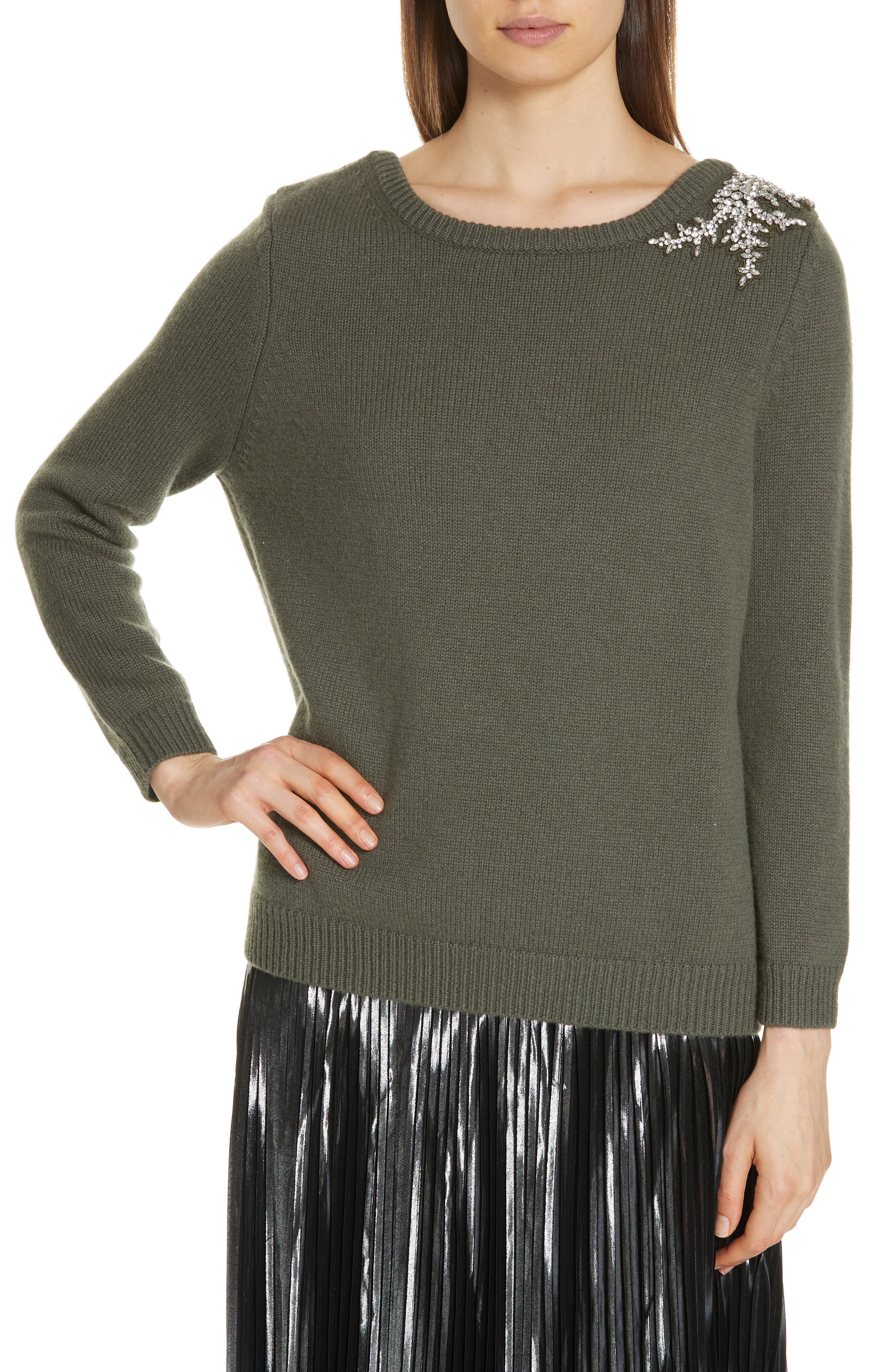 Ba & sh Ourea Jewel Detail Wool Cashmere Sweater, Brown