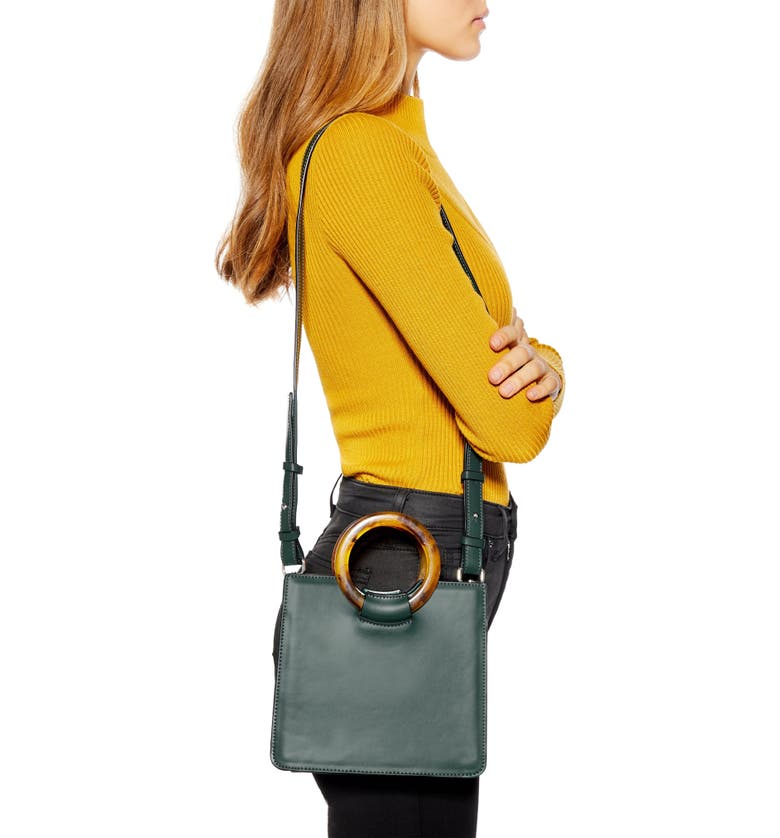 TOPSHOP Mini Adele Faux Leather Top Handle Bag, Alternate, color, GREEN