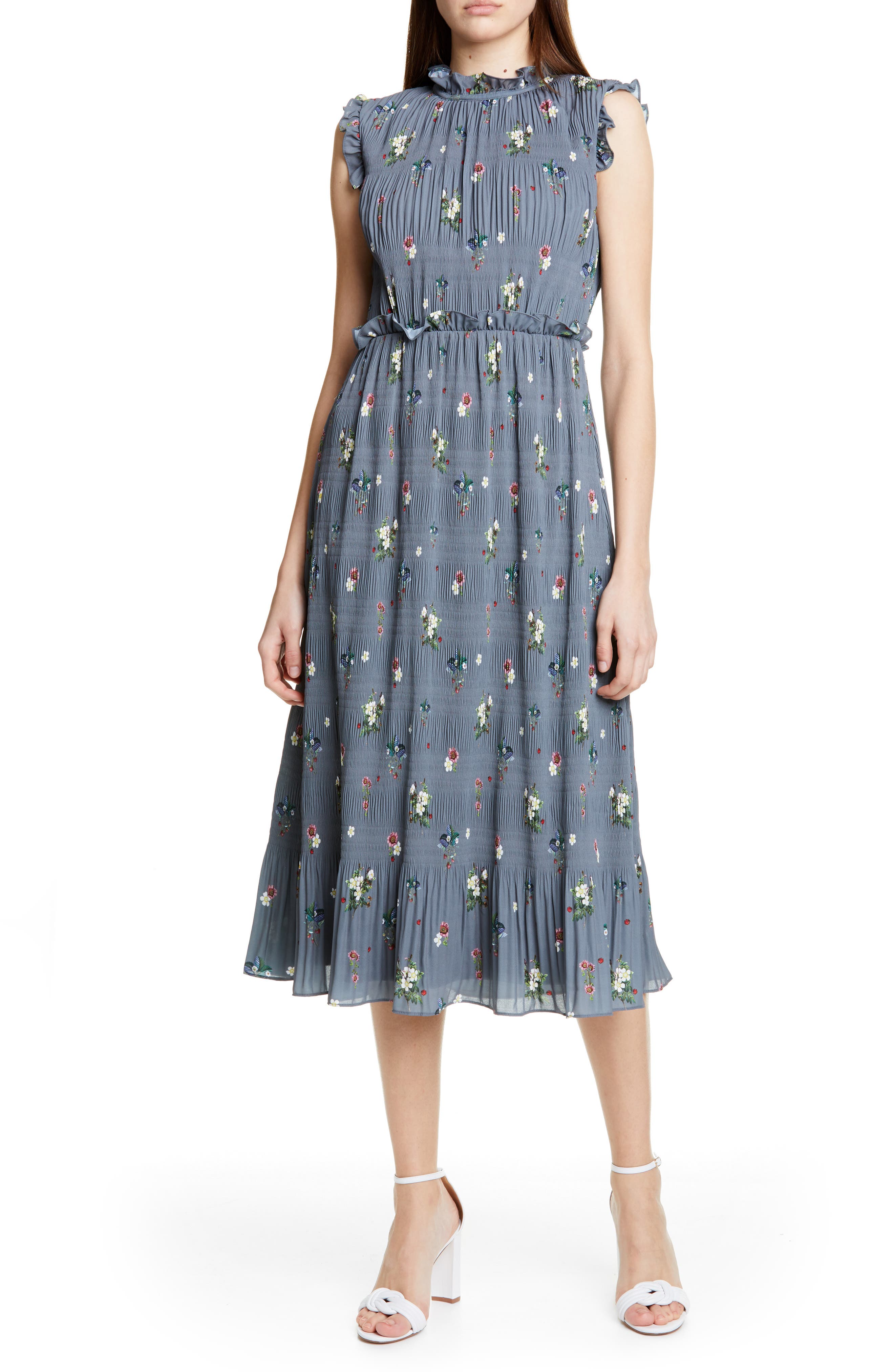 Ted Baker London Toppaz Oracle Plisse Dress, Grey