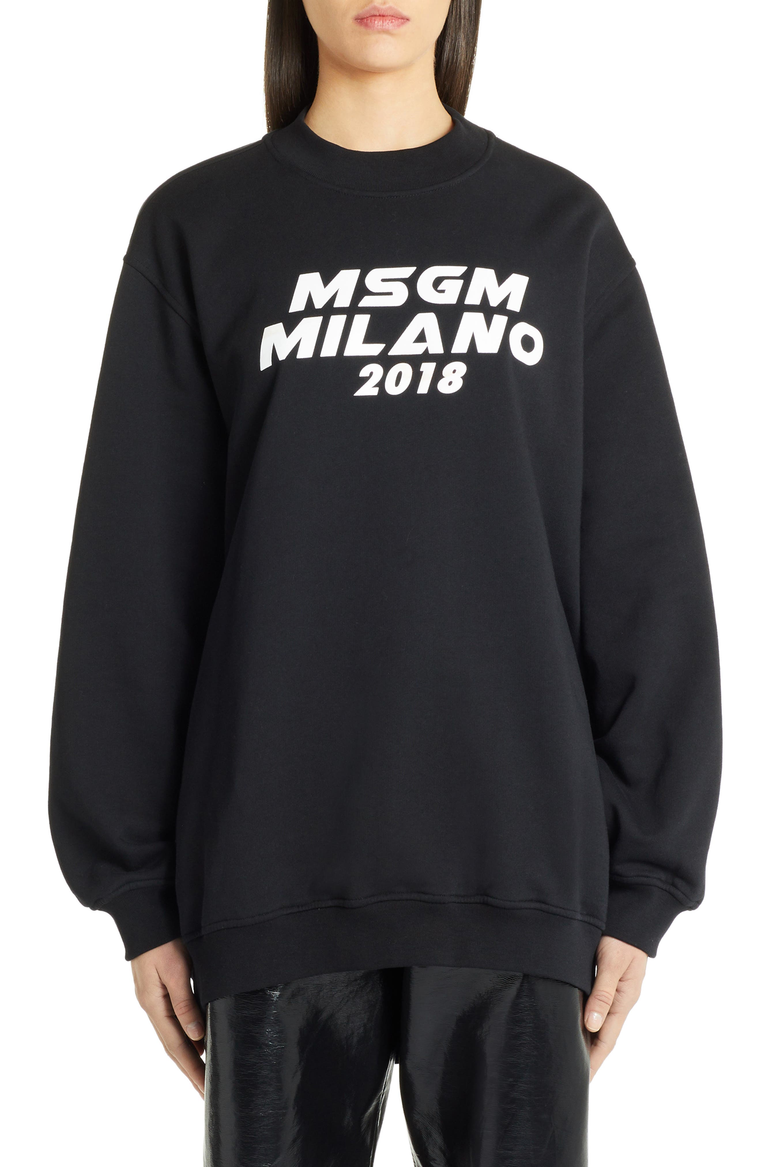 Msgm Cutout Logo Sweatshirt, Black