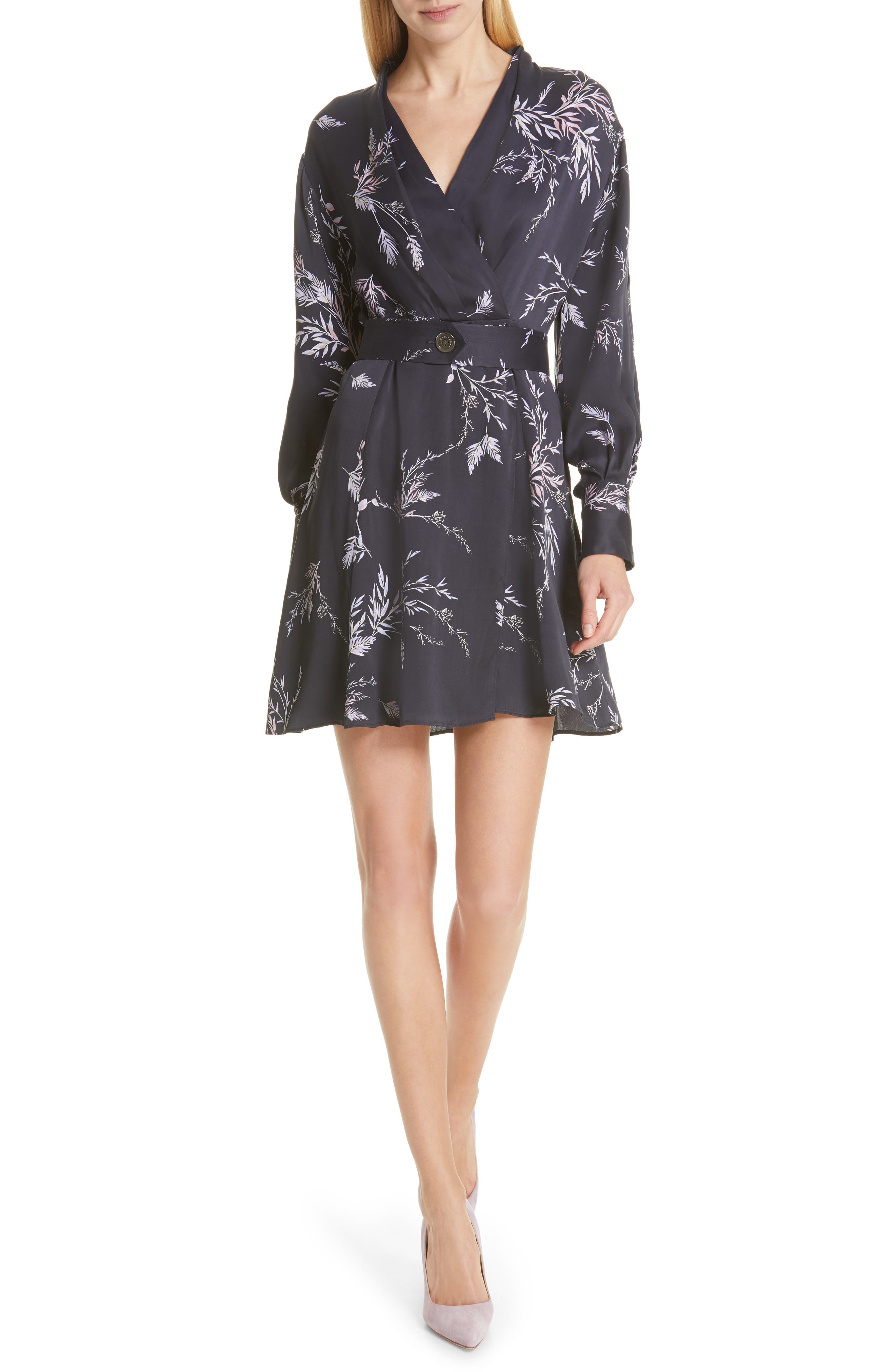 Equipment Fanetta Belted Faux Wrap Dress, Black