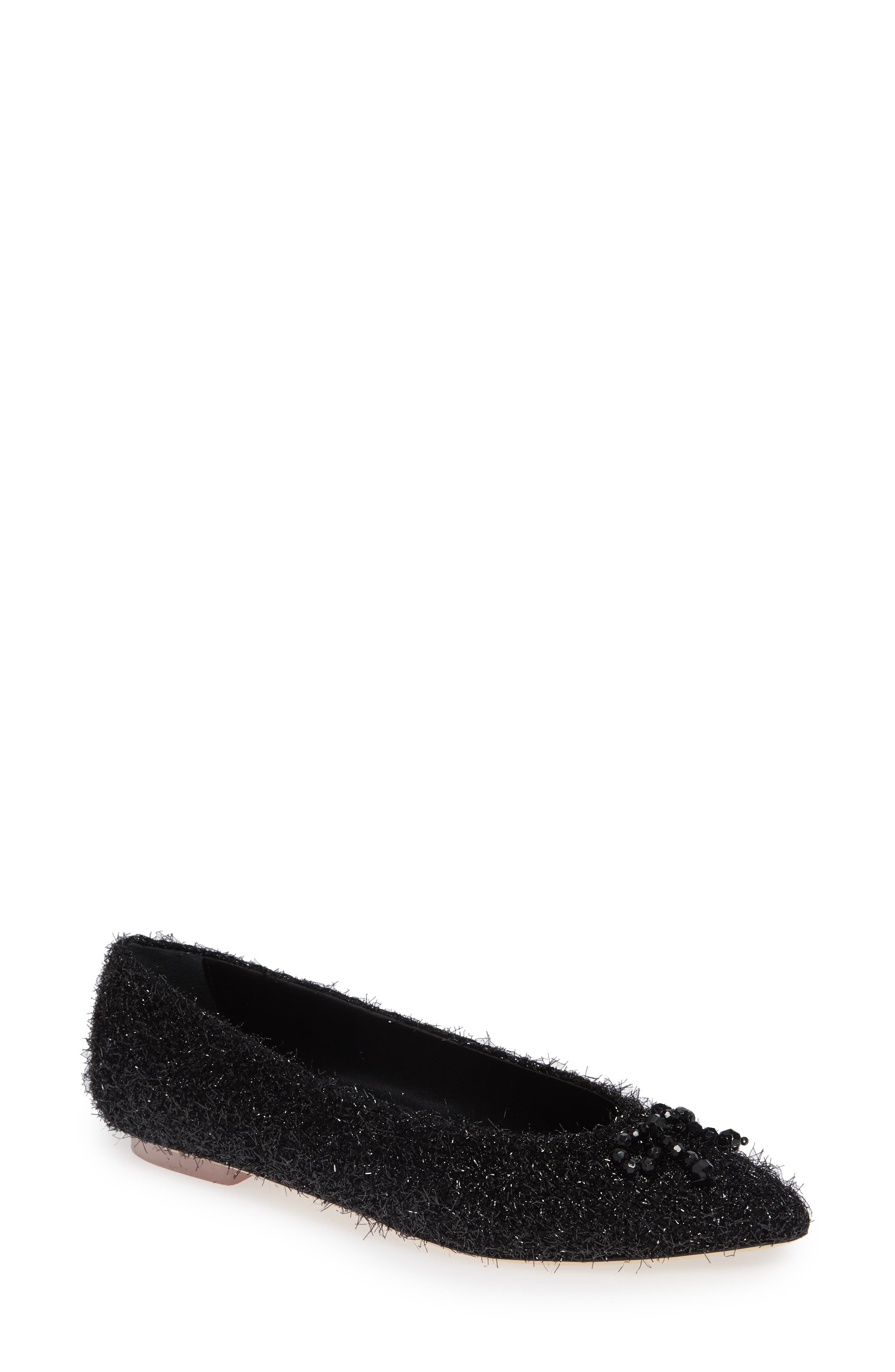 Simone Rocha Beaded Tinsel Flat, Black