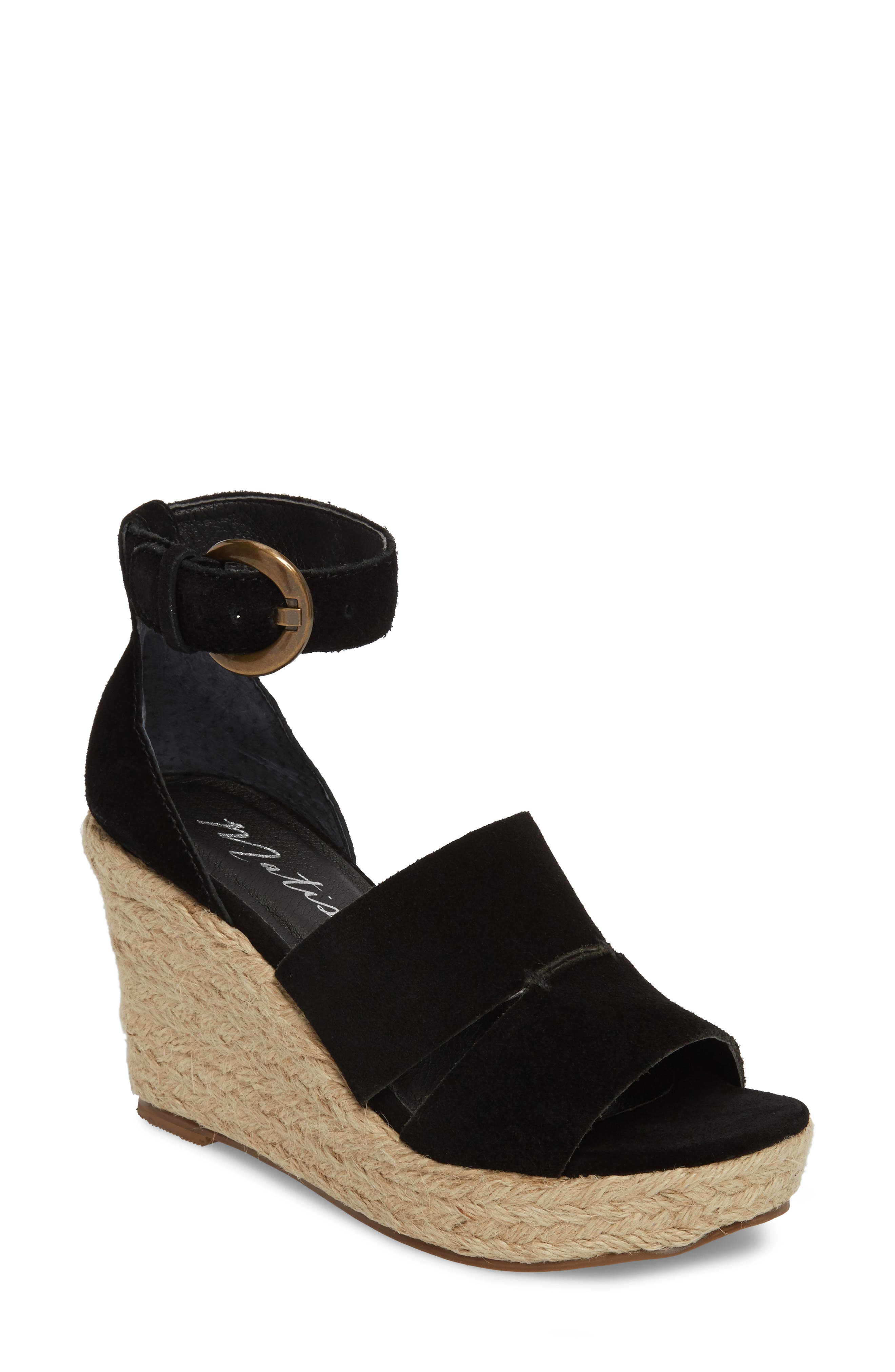 Matisse Cha Cha Espadrille Wedge Sandal, Black