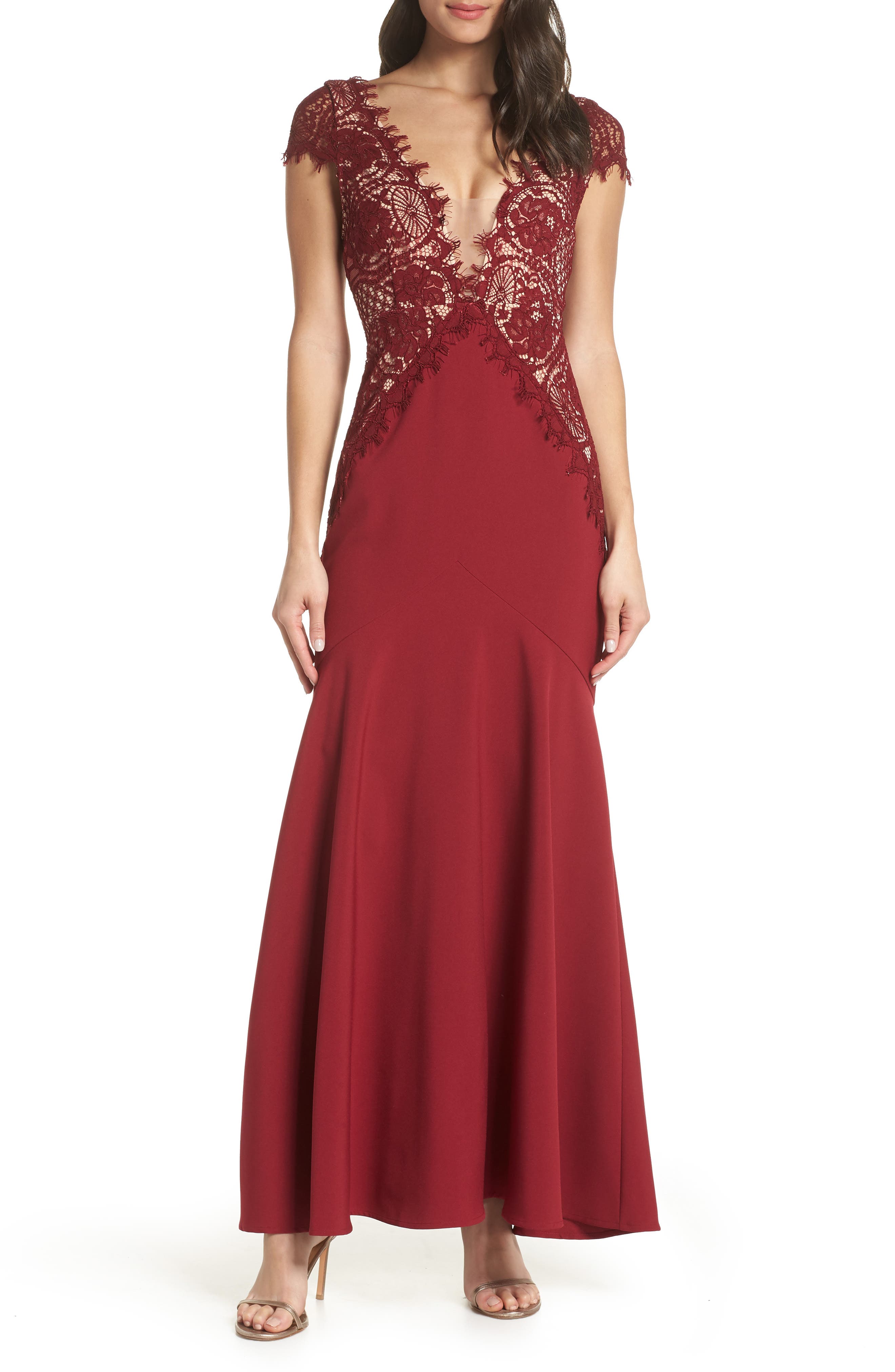 Foxiedox Amare Trumpet Evening Dress, Burgundy