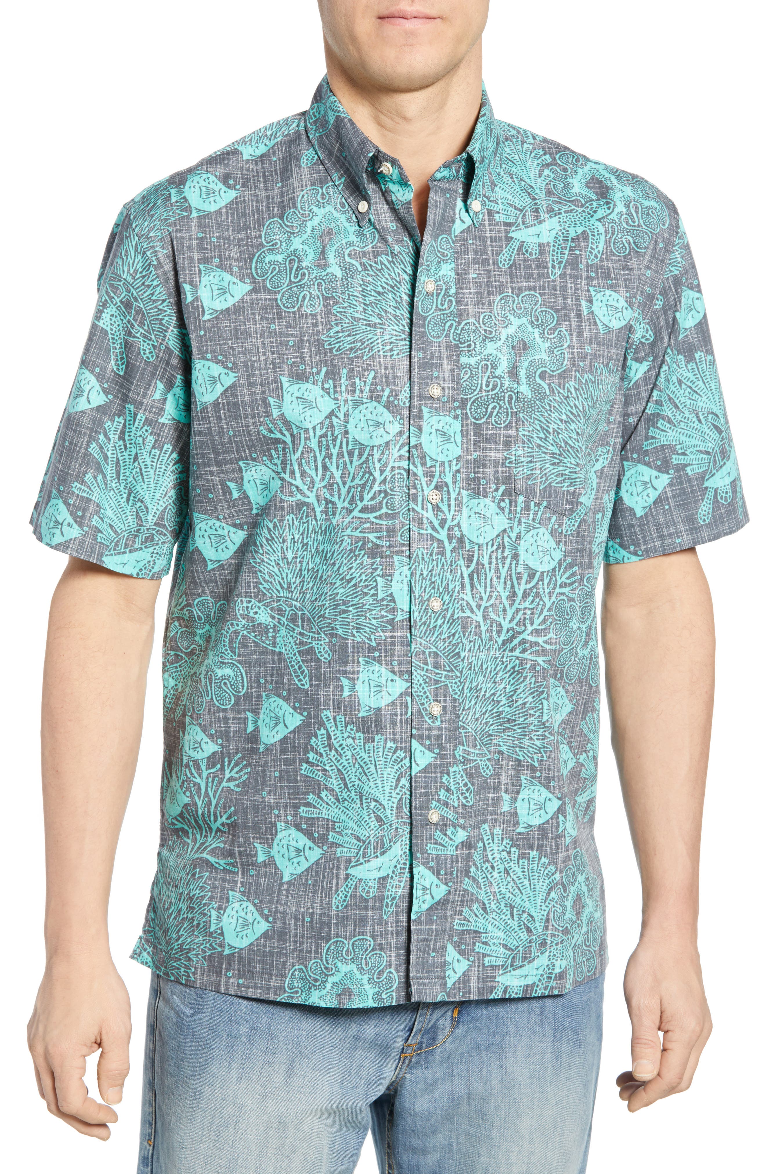 Reyn Spooner Scuba Doo Dive Classic Fit Sport Shirt, Black
