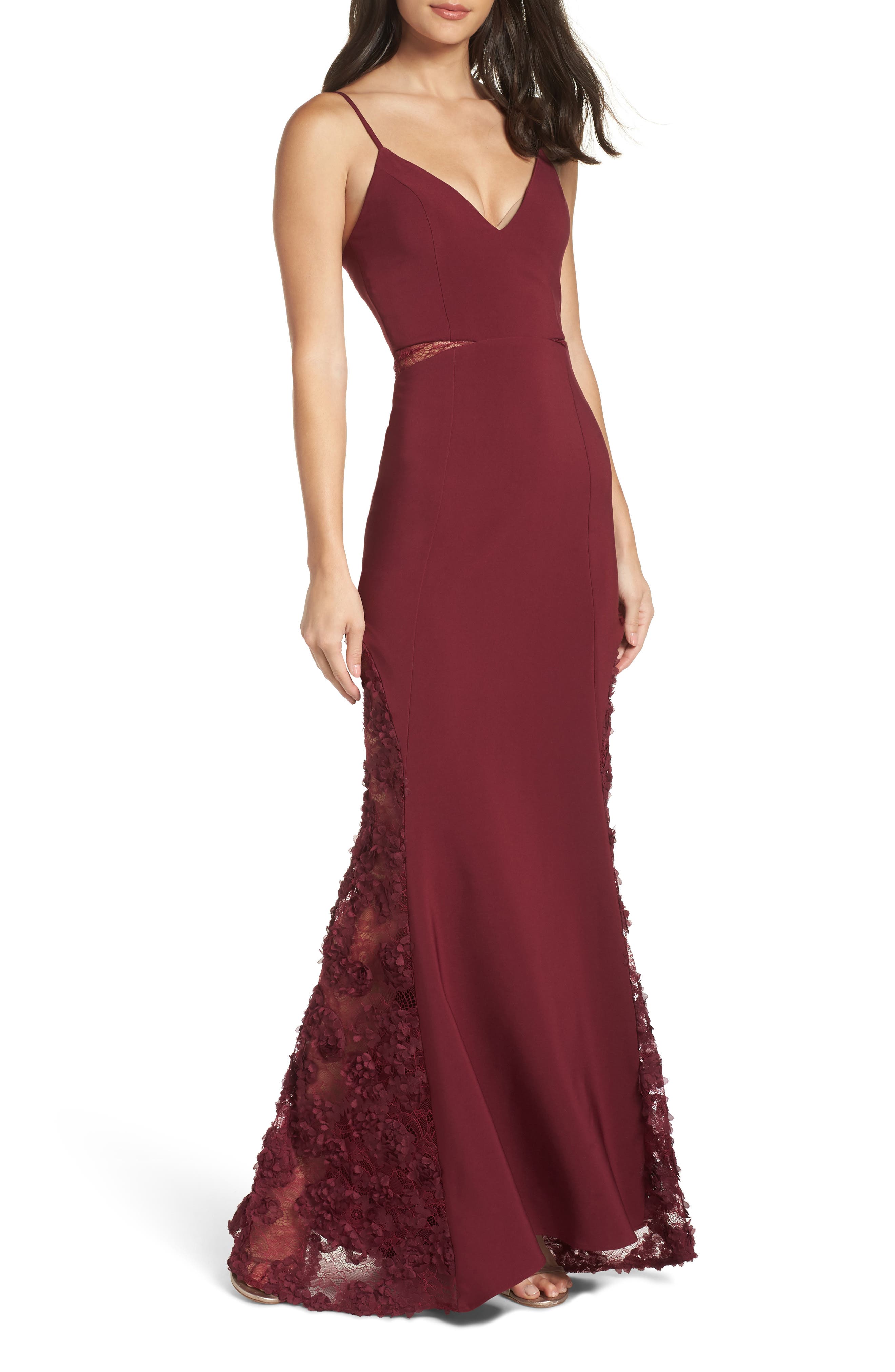 Maria Bianca Nero Shannon Lace Inset Gown, Red