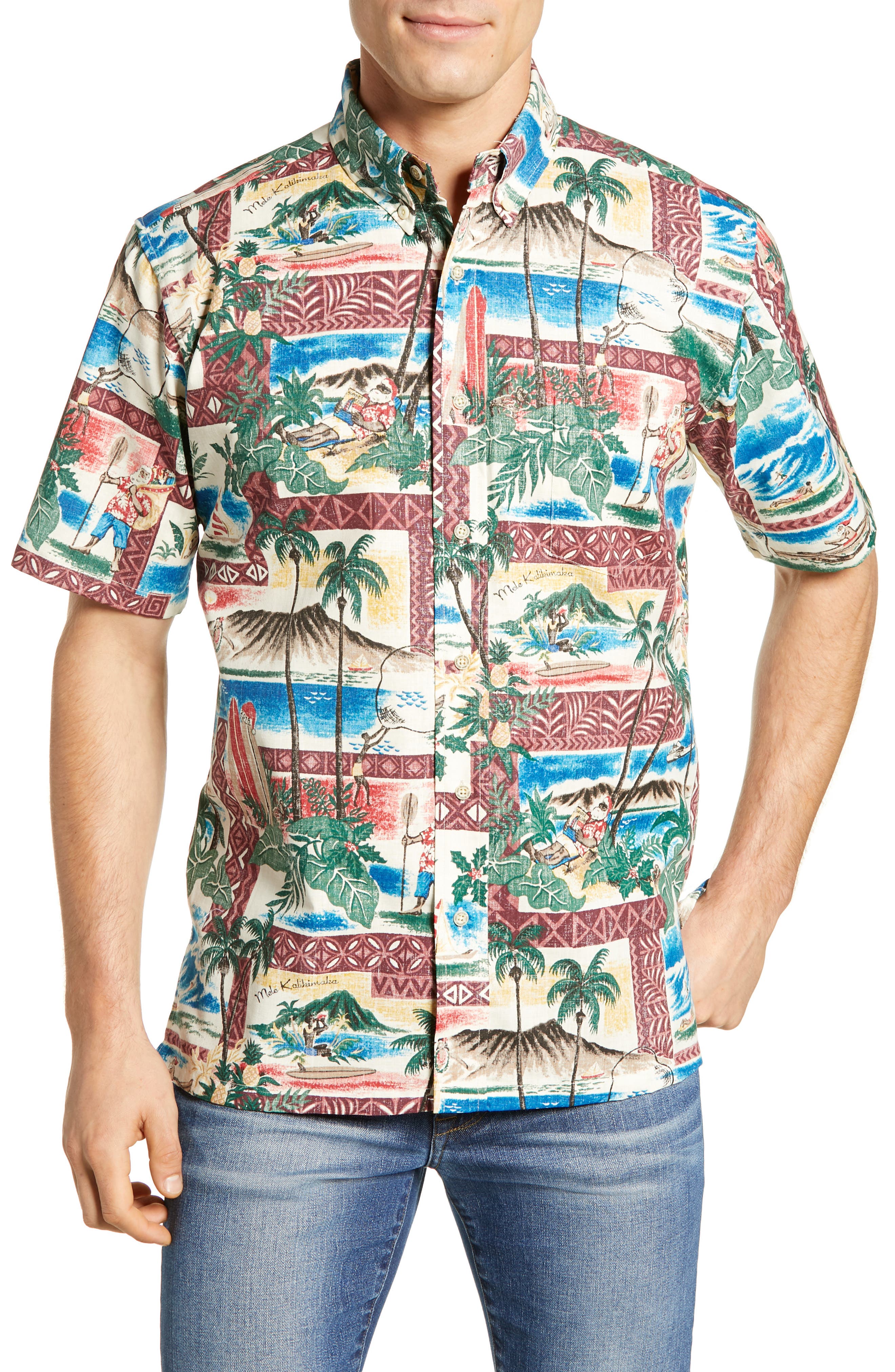Reyn Spooner Hawaiian Christmas 2018 Classic Fit Sport Shirt, Red