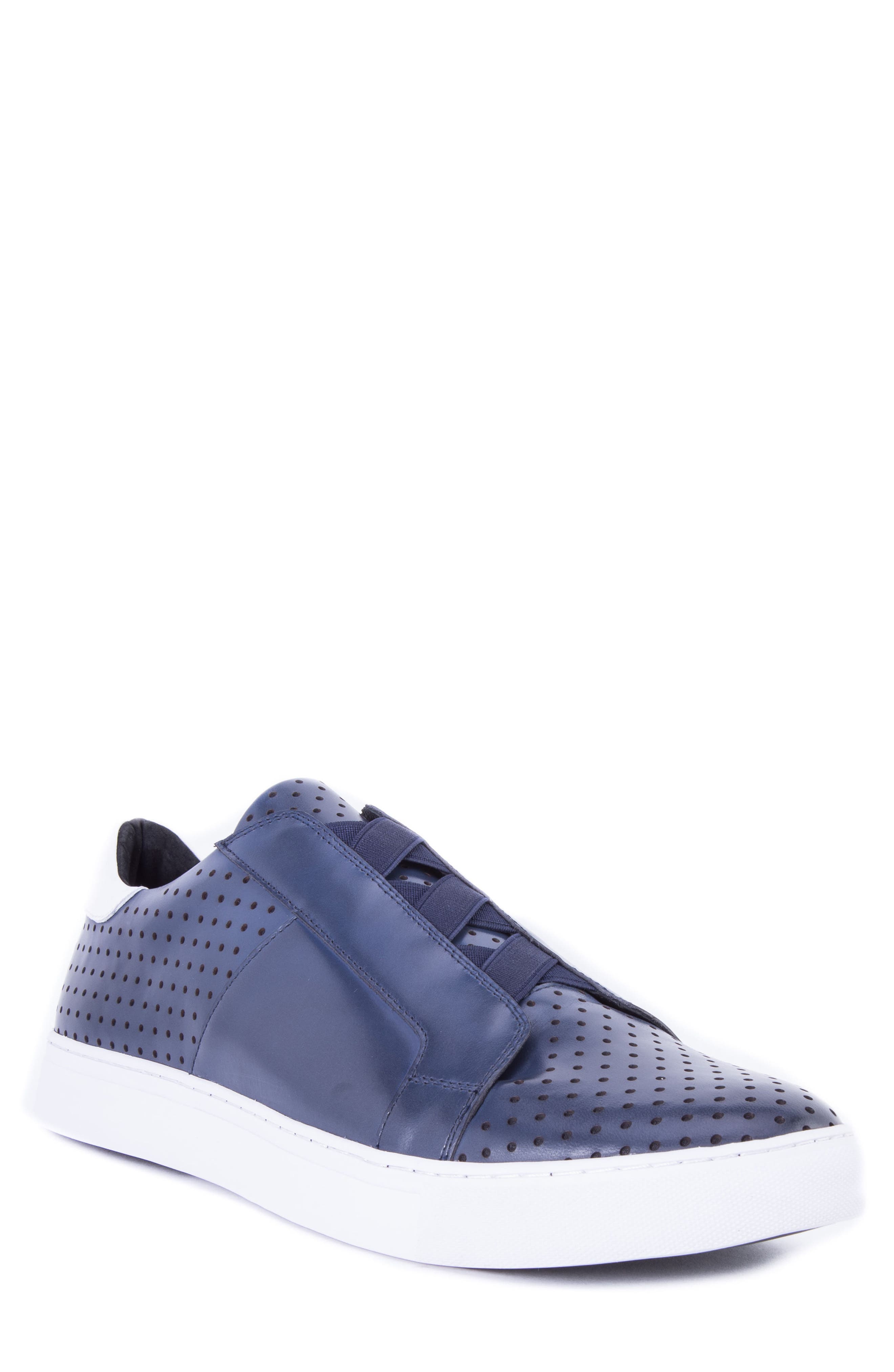 Robert Graham Rowley Perforated Laceless Sneaker, Blue