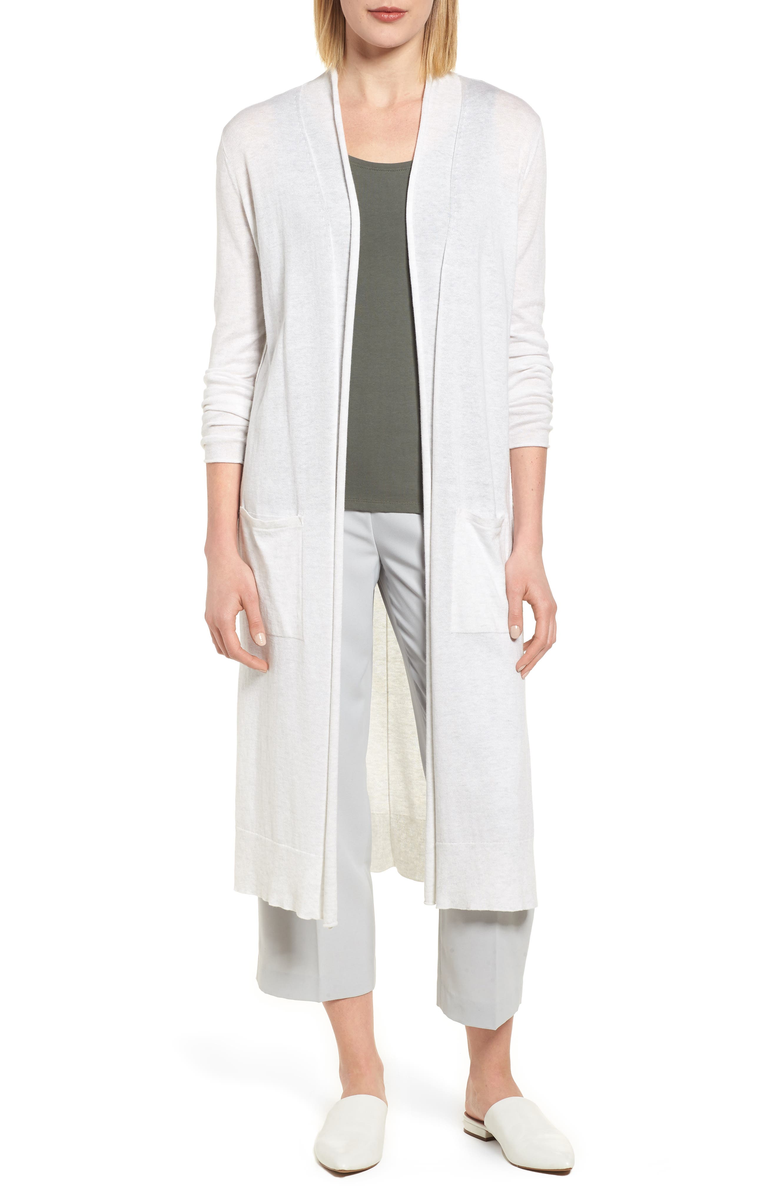Nic+Zoe Traveler Cotton Cashmere Duster Cardigan, Beige