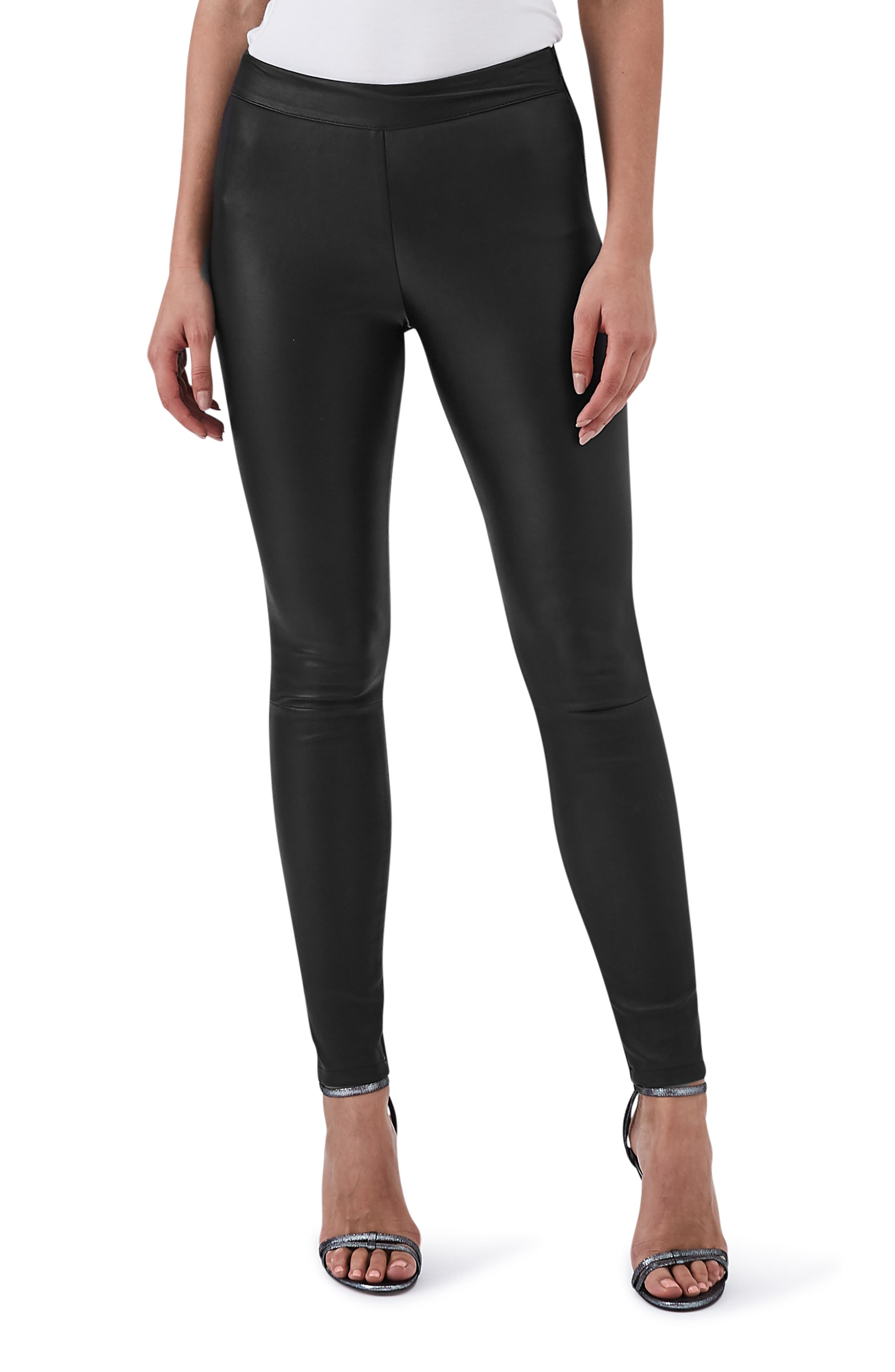 Reiss Valerie Mix Media Leather Leggings, US / 6 UK - Black
