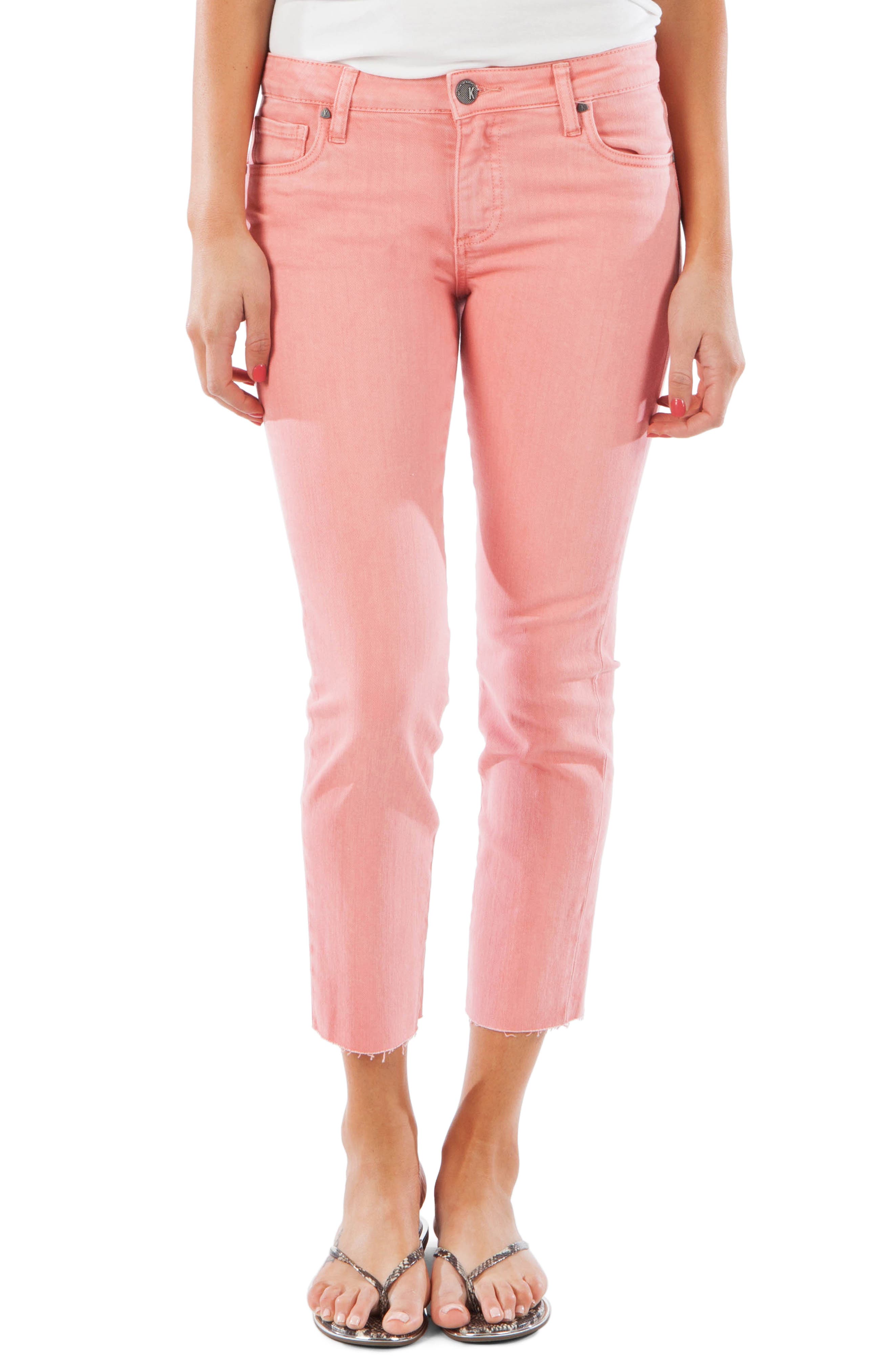 Kut From The Kloth Reese Raw Hem Ankle Straight Leg Jeans, Coral