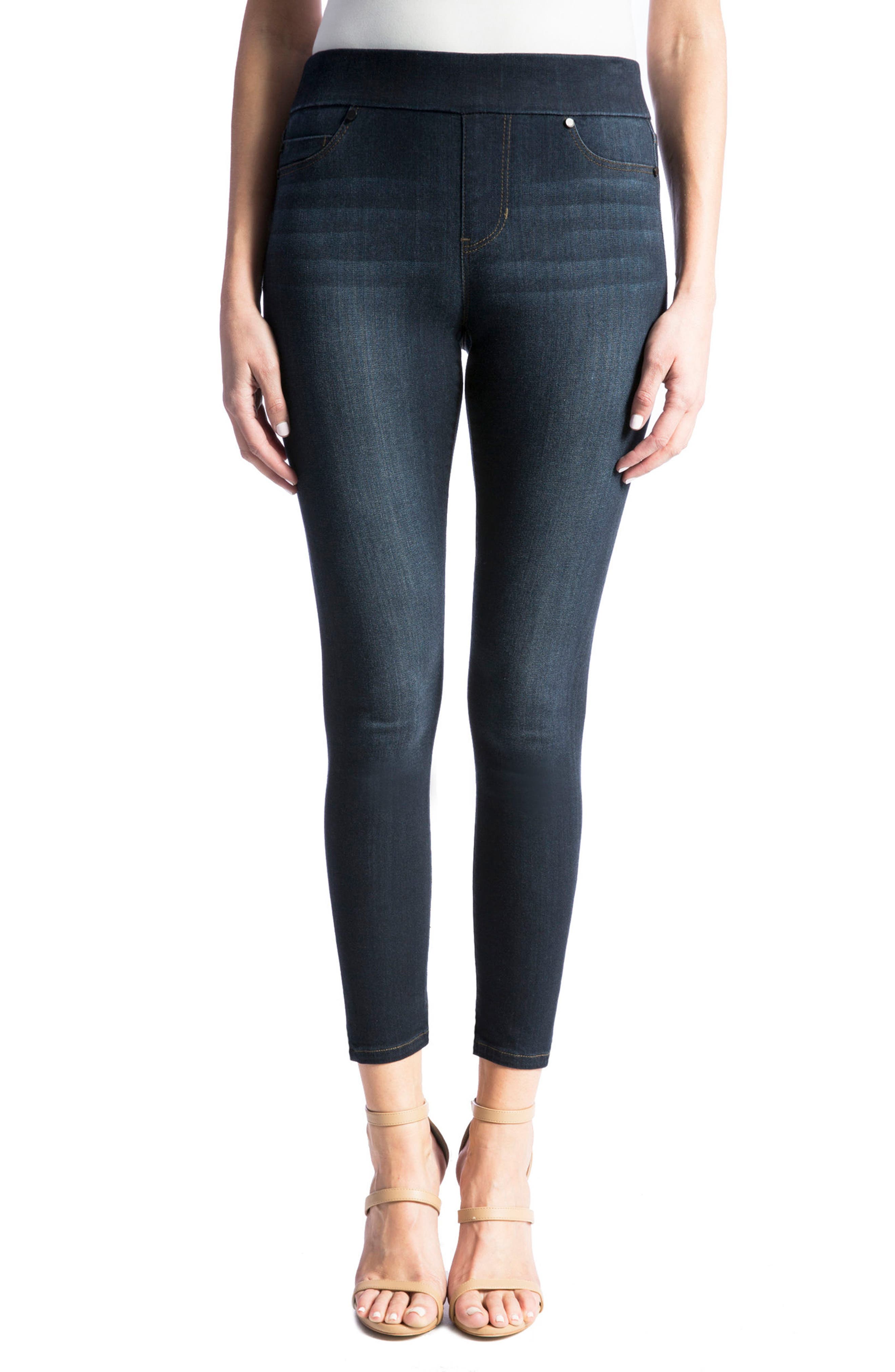 Petite Liverpool High Rise Stretch Denim Ankle Leggings, Blue
